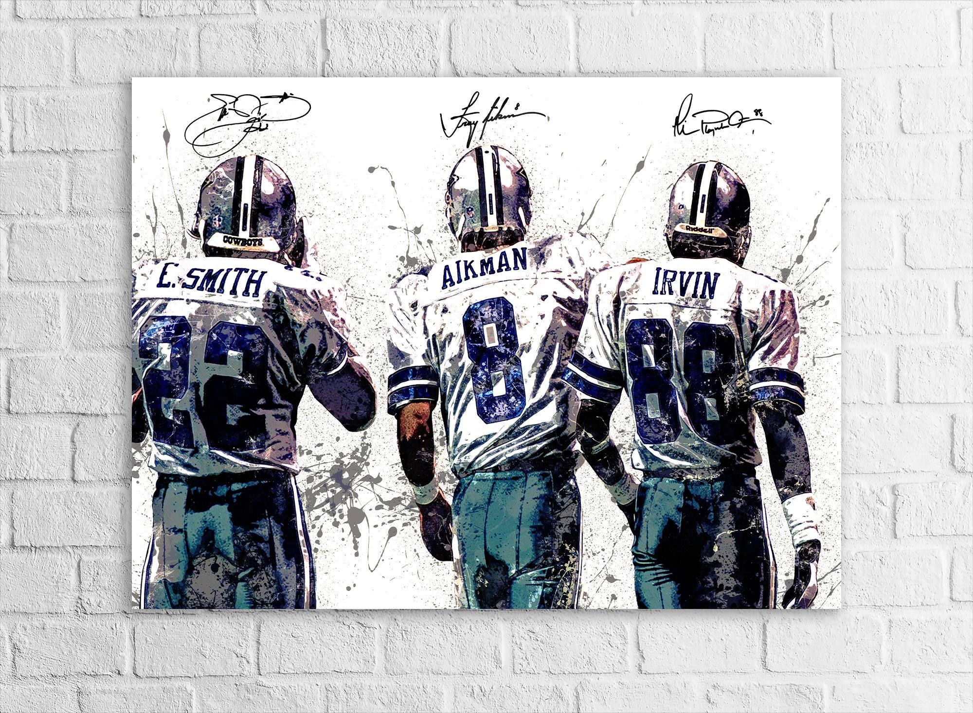 Troy Aikman, Emmitt Smith, Michael Irvin, Dallas Cowboys, Legends, Gallery Canvas Wrap, Museum-Quality Poster, Man Cave, Kids room, Office