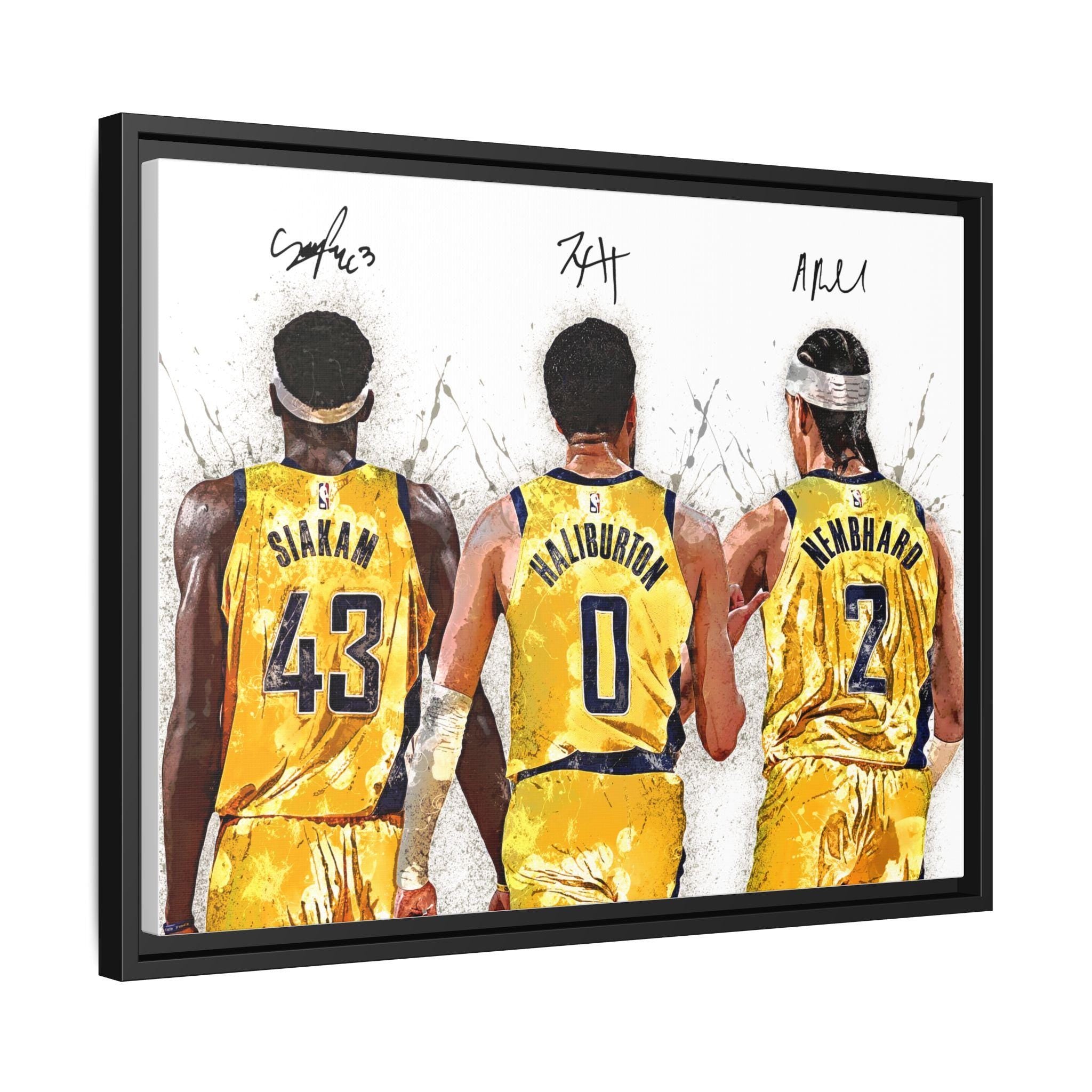 Tyrese Haliburton, Pascal Siakam, Andrew Nembhard, Indiana Pacers, Gallery Canvas Wrap, Premium Poster, Man Cave, Kids room, Office