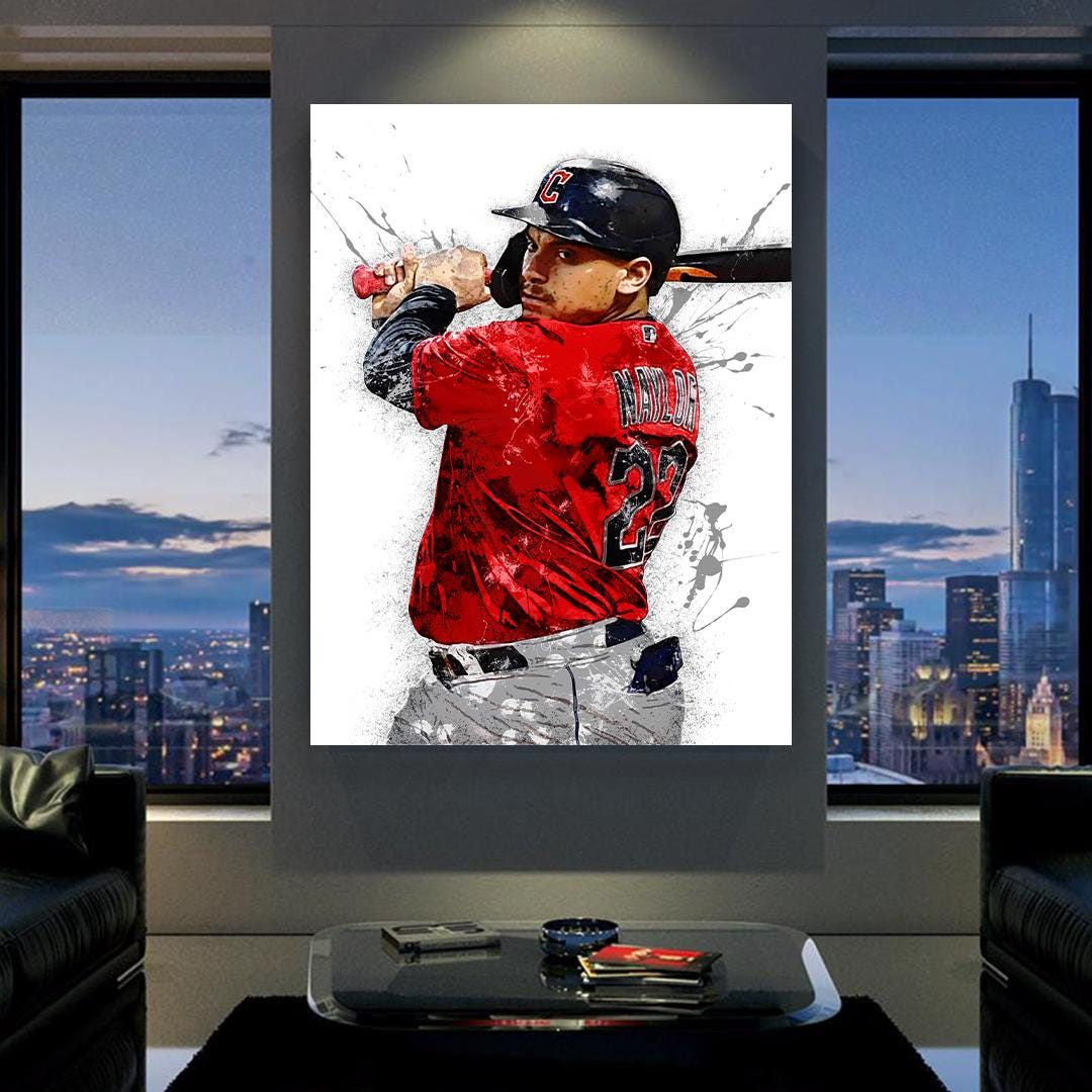 Josh Naylor Poster, Cleveland Guardians, Canvas Wrap or Museum-Quality Poster, Fine Art, Wall Decor for Man Cave, Kids room, Dorm Room