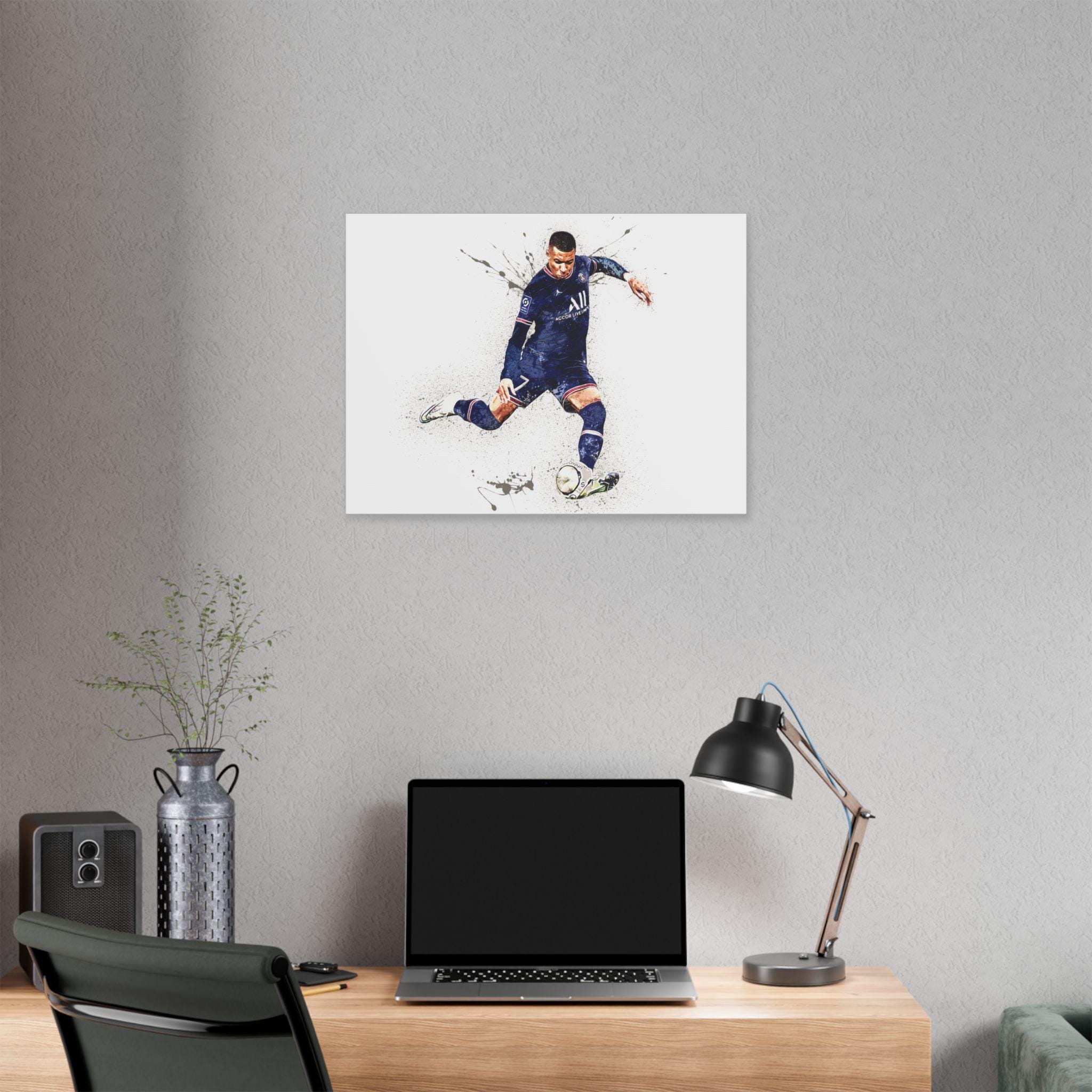 Kylian Mbappe Poster, Gallery Canvas Wrap or Museum-Quality Poster, Wall Decor, Man Cave, Kids room, Office