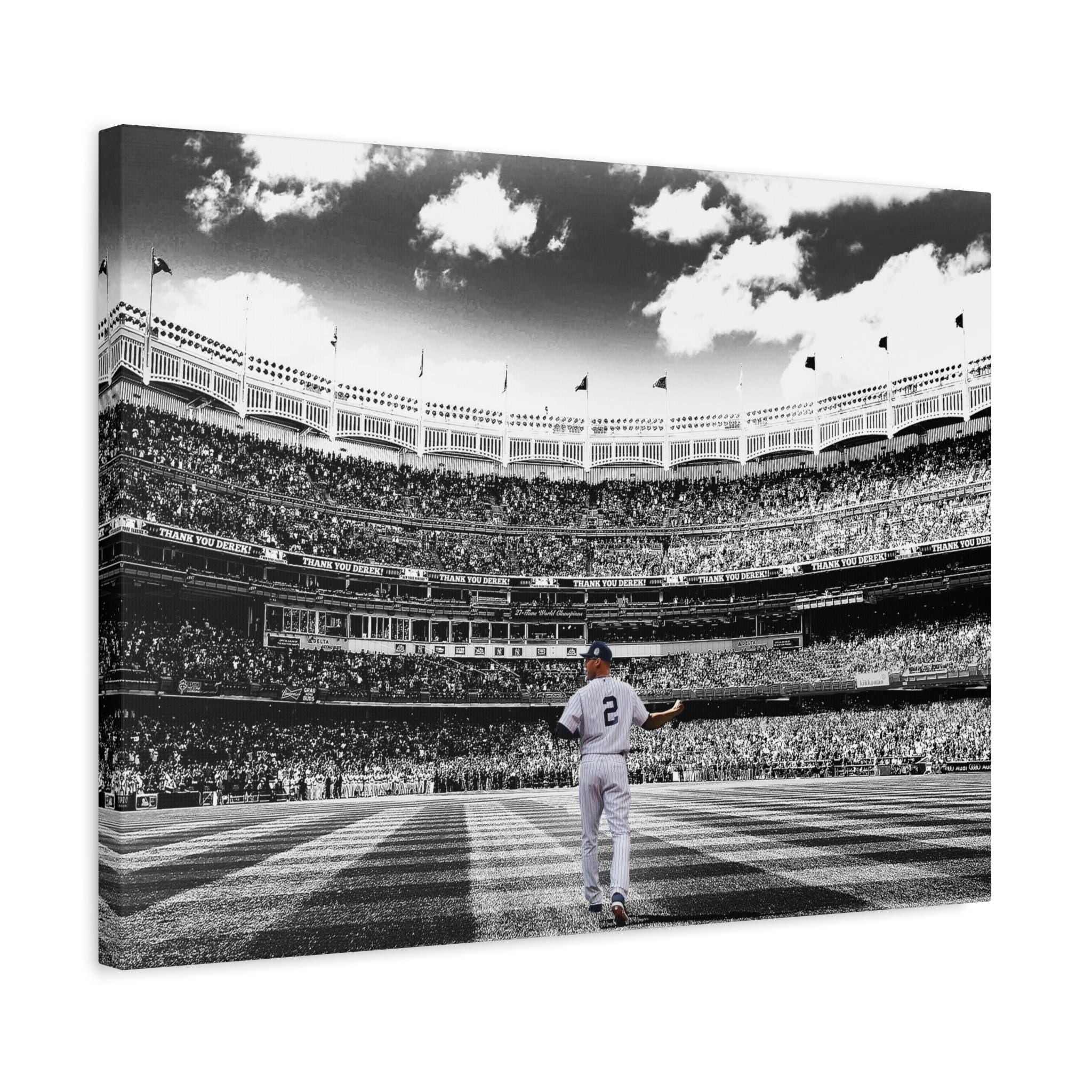 Derek Jeter, Final Farewell, NY Yankees, Canvas Wrap or Museum-Quality Poster Print, Fine Art Wall Decor for Man Cave, Office or Dorm Room