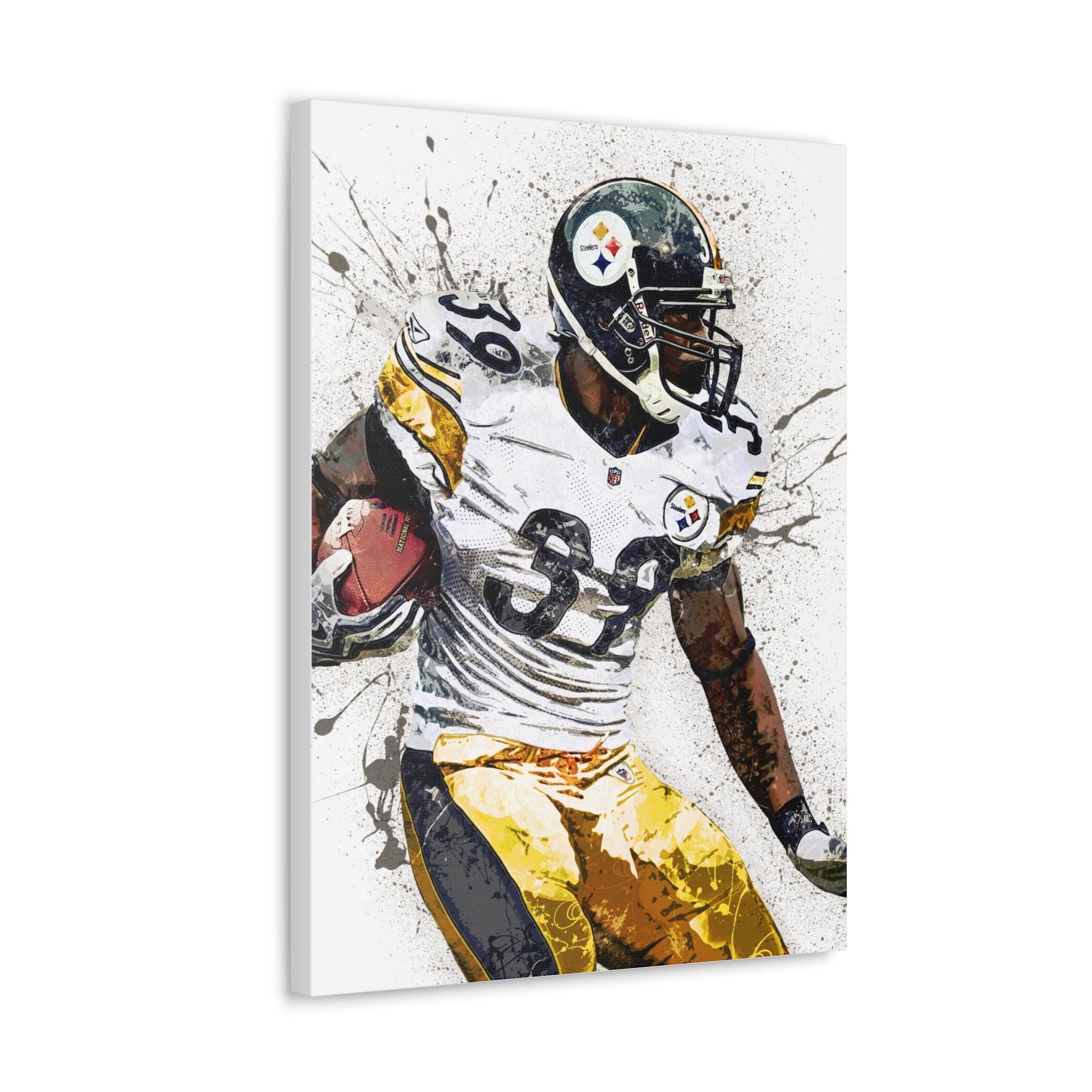Willie Parker Poster, Pittsburgh Steelers, Gallery Canvas Wrap or Museum-Quality Poster, Fine Art, Wall Decor for Man Cave, Kids room, Dorm