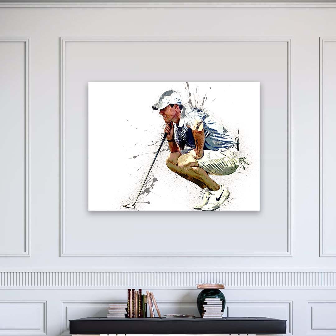 Rory McIlroy Poster, PGA, Gallery Canvas Wrap or Museum-Quality Poster, Wall Decor, Man Cave, Kids room, Office