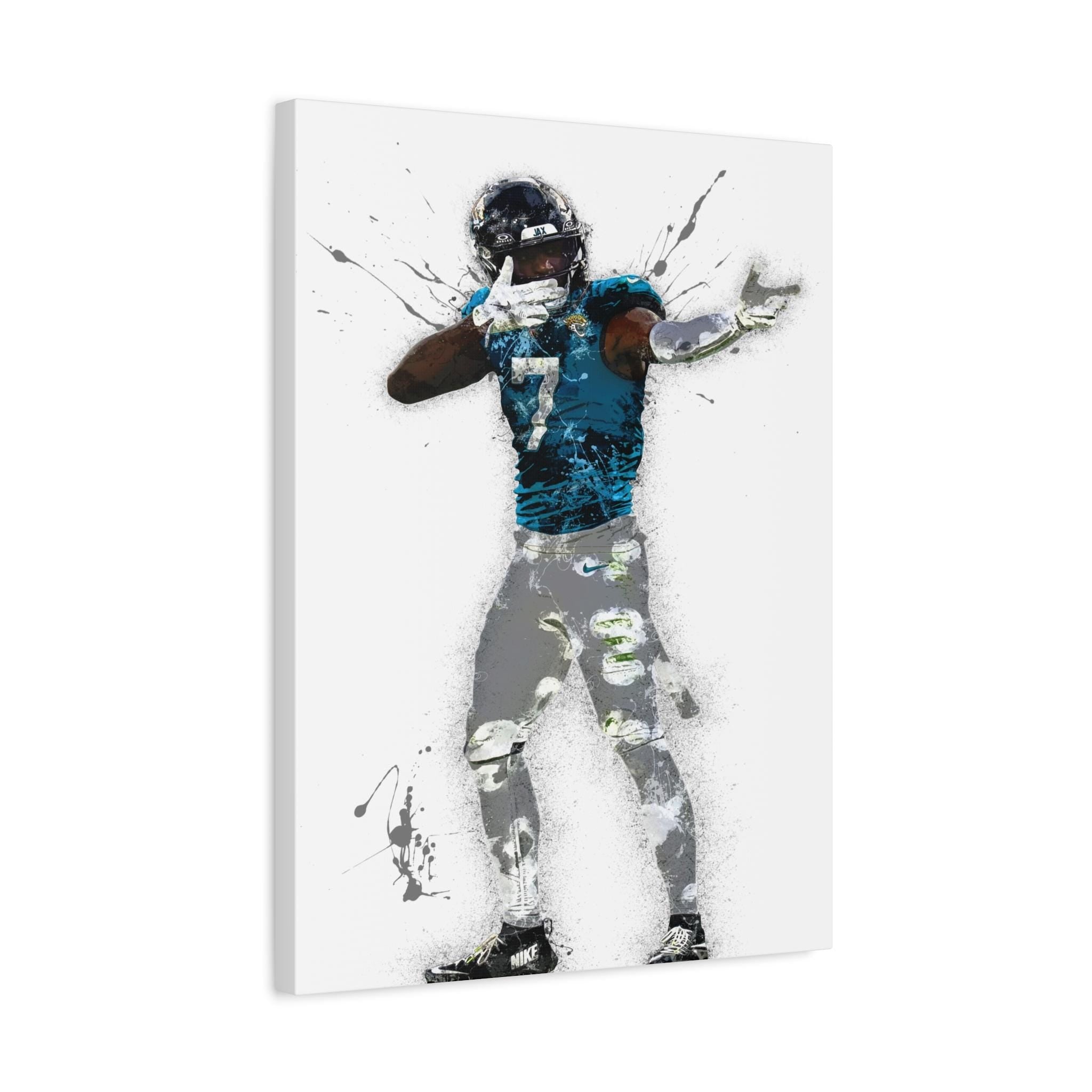 Brian Thomas Jr. Poster, Jacksonville Jaguars, Gallery Canvas Wrap or Museum-Quality Poster, Fine Art, Wall Decor for Man Cave, Kids room
