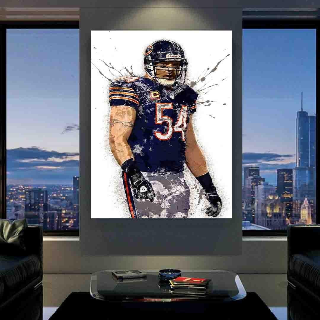 Brian Urlacher Chicago Bears Poster: Man Cave Sports Art