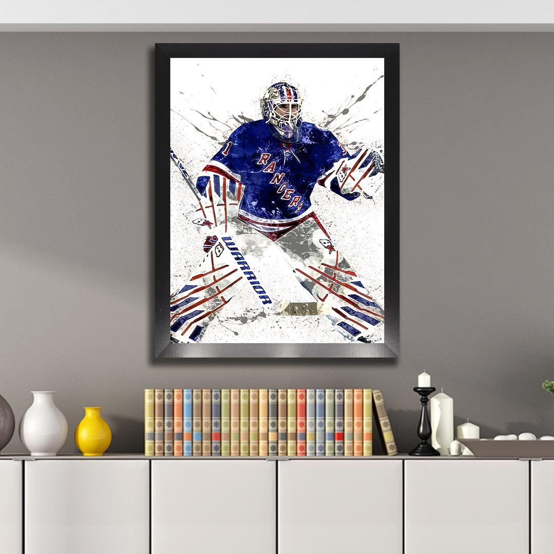 Igor Shesterkin Poster, New York Rangers, Gallery Canvas Wrap or Museum-Quality Poster, Man Cave, Kids room, Office