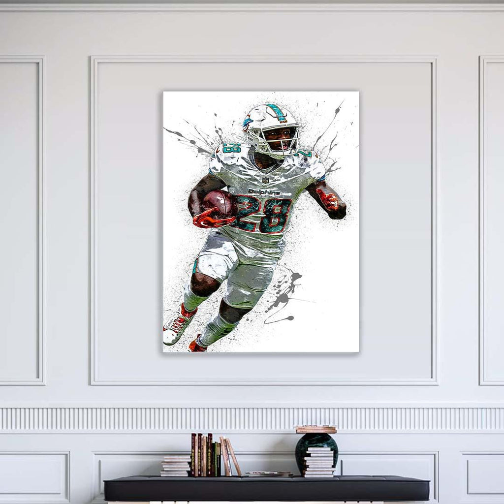 De’Von Achane Miami Dolphins Poster: Fine Art Canvas Wrap