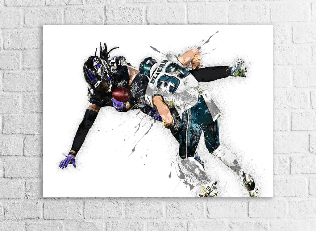 Cooper DeJean, Iconic Tackle Derrick Henry, Philadelphia Eagles, Canvas Wrap or Museum-Quality Poster, Wall Decor for Man Cave, Kids room
