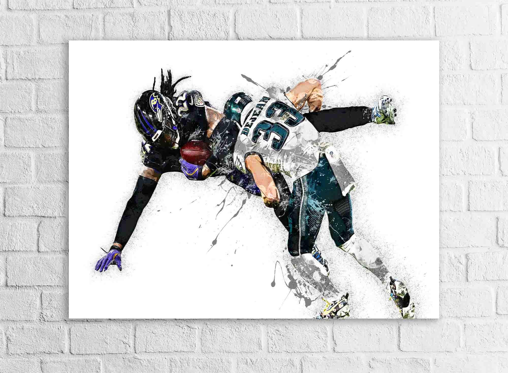 Cooper DeJean, Iconic Tackle Derrick Henry, Philadelphia Eagles, Canvas Wrap or Museum-Quality Poster, Wall Decor for Man Cave, Kids room