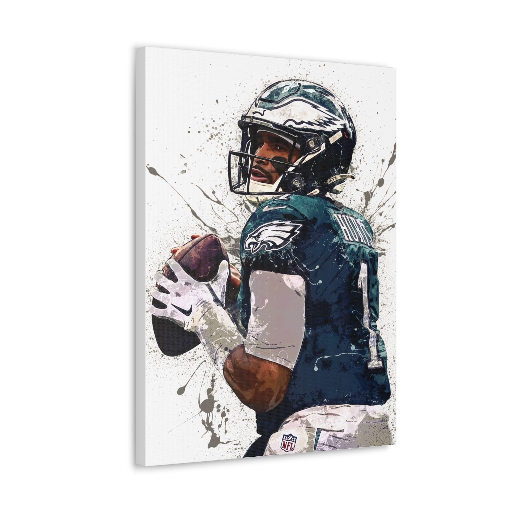 Jalen Hurts Poster, Philadelphia Eagles, Gallery Canvas Wrap or Museum-Quality Poster, Fine Art, Wall Decor for Man Cave, Kids room