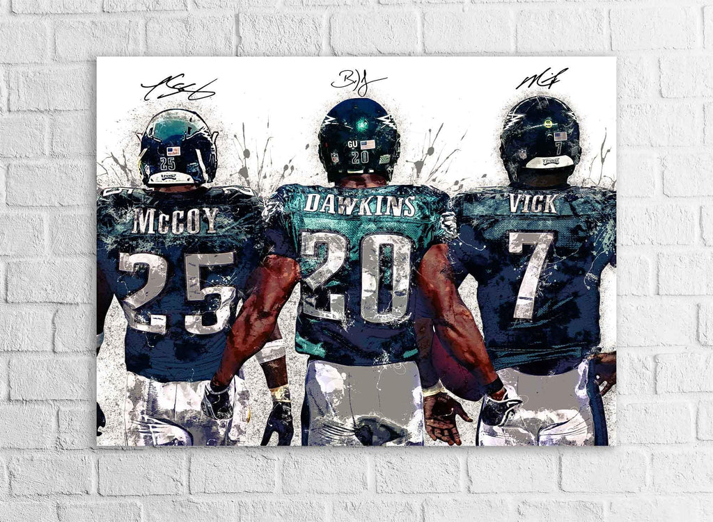 Brian Dawkins, Michael Vick, LeSean McCoy, Philadelphia Eagles, Canvas Wrap or Museum-Quality Poster, Fine Art, Man Cave, Kids room