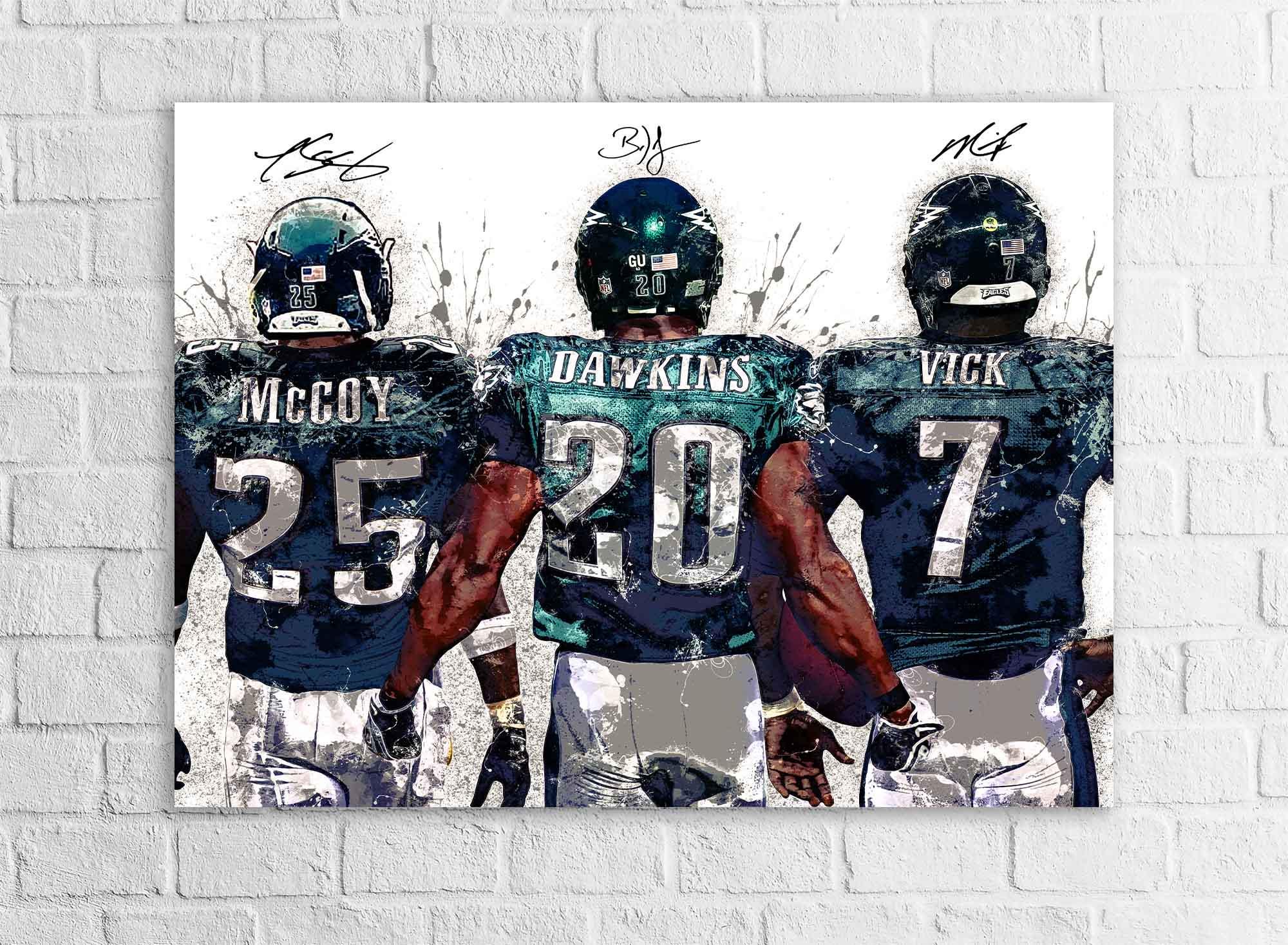 Brian Dawkins, Michael Vick, LeSean McCoy, Philadelphia Eagles, Canvas Wrap or Museum-Quality Poster, Fine Art, Man Cave, Kids room