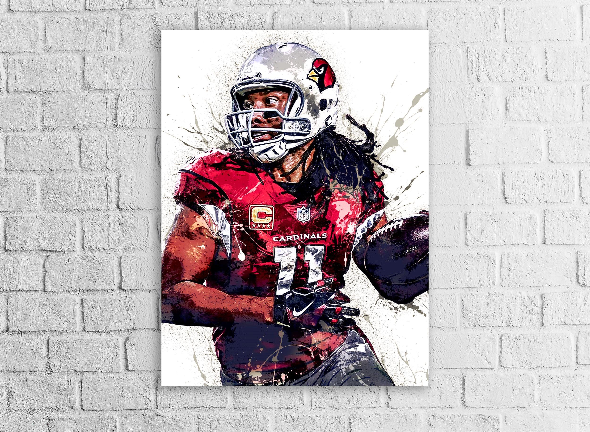 Larry Fitzgerald Jr. Poster, Arizona Cardinals, Gallery Canvas Wrap or Museum-Quality Poster, Fine Art, Wall Decor for Man Cave, Kids room