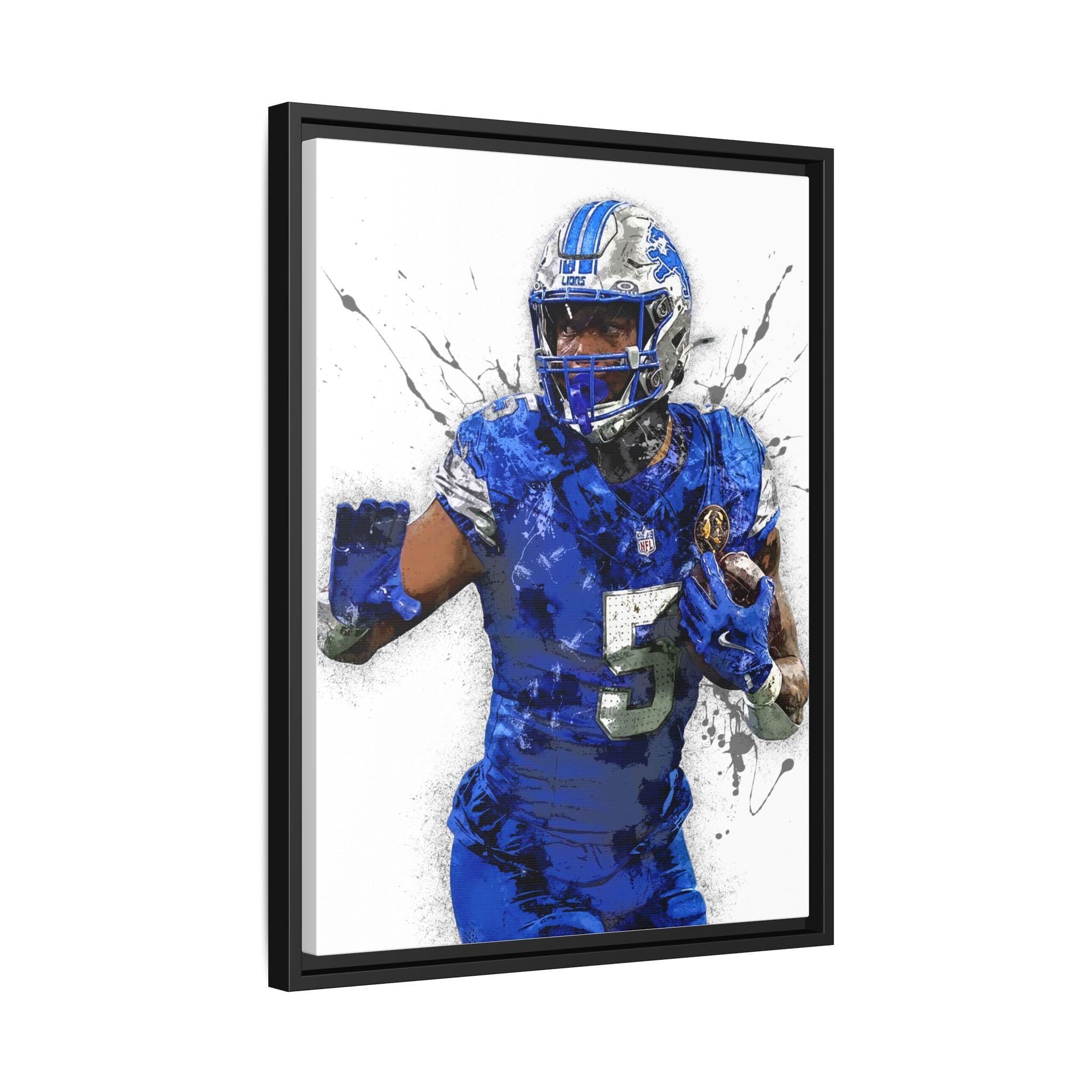 David Montgomery, Detroit Lions, Gallery Canvas Wrap, Museum-Quality Poster, Wall Art, Man Cave, Kids room, Office