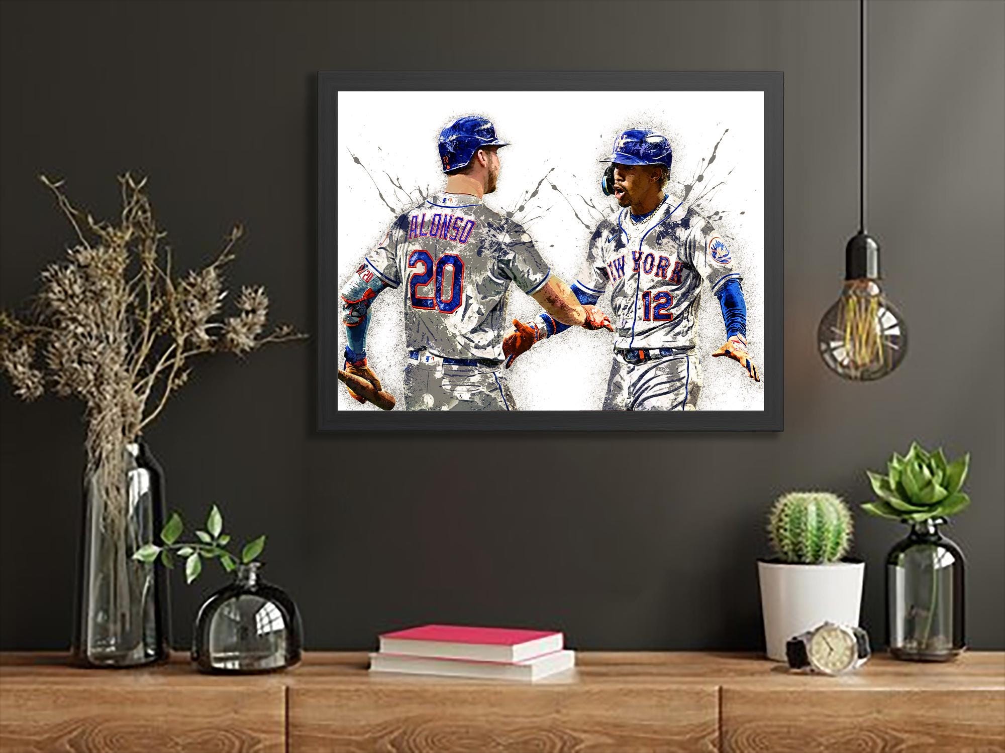 Pete Alonso, Francisco Lindor, NY Mets, Gallery Canvas Wrap or Premium Poster, Fine Art, Wall Decor for Man Cave, Office or Dorm Room
