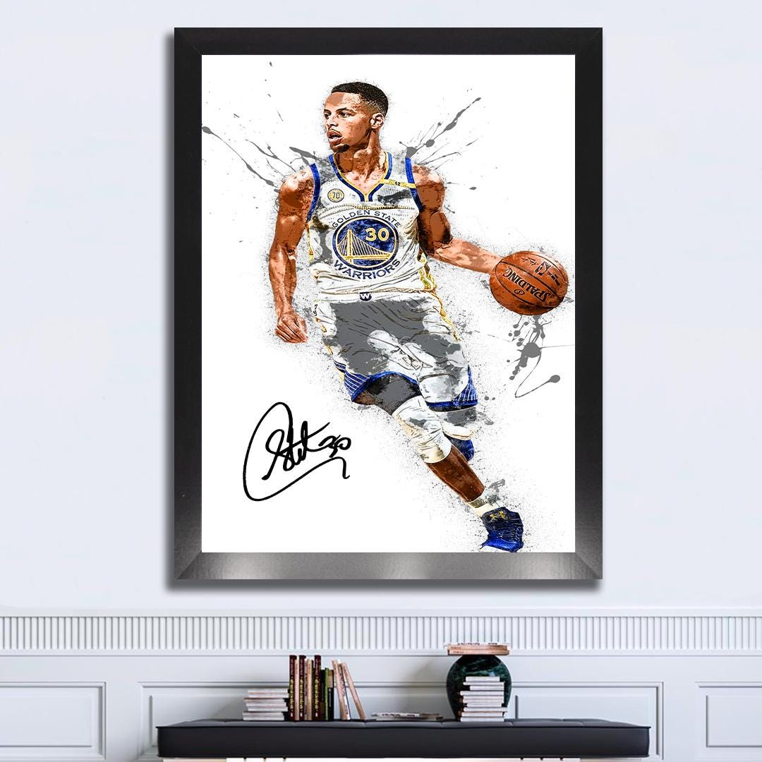 Stephen Curry Poster, Golden State Warriors, Gallery Canvas Wrap or Premium Poster, Fine Art Quality, Man Cave, Kids room, Dorm Room, Office