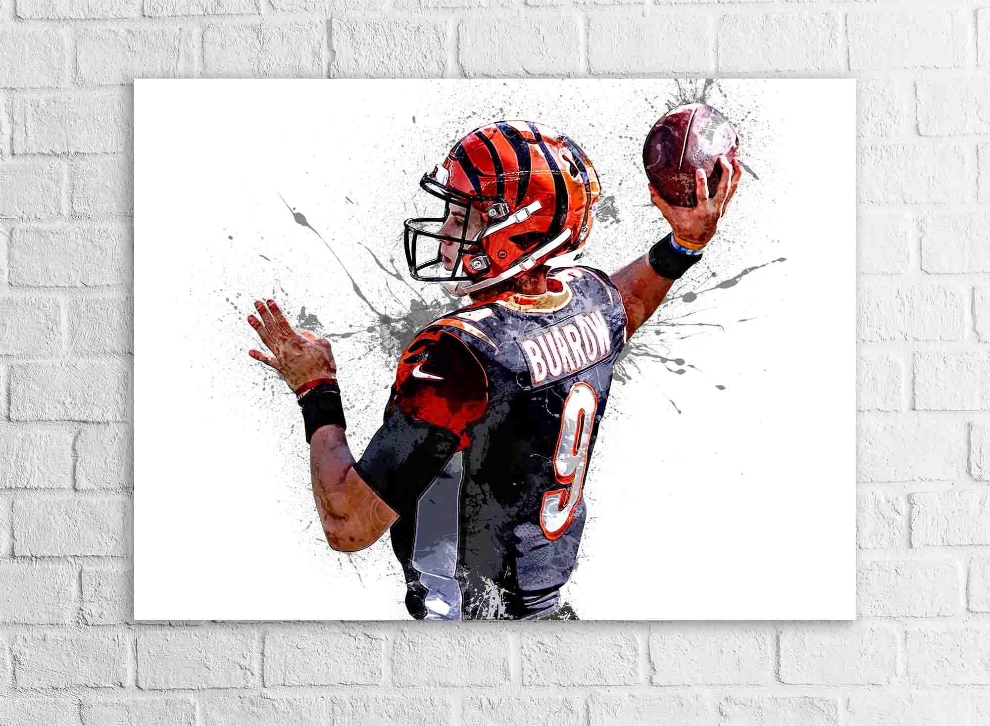 Joe Burrow Poster, Cincinnati Bengals, Gallery Canvas Wrap or Museum-Quality Poster, Fine Art, Man Cave, Kids room, Office