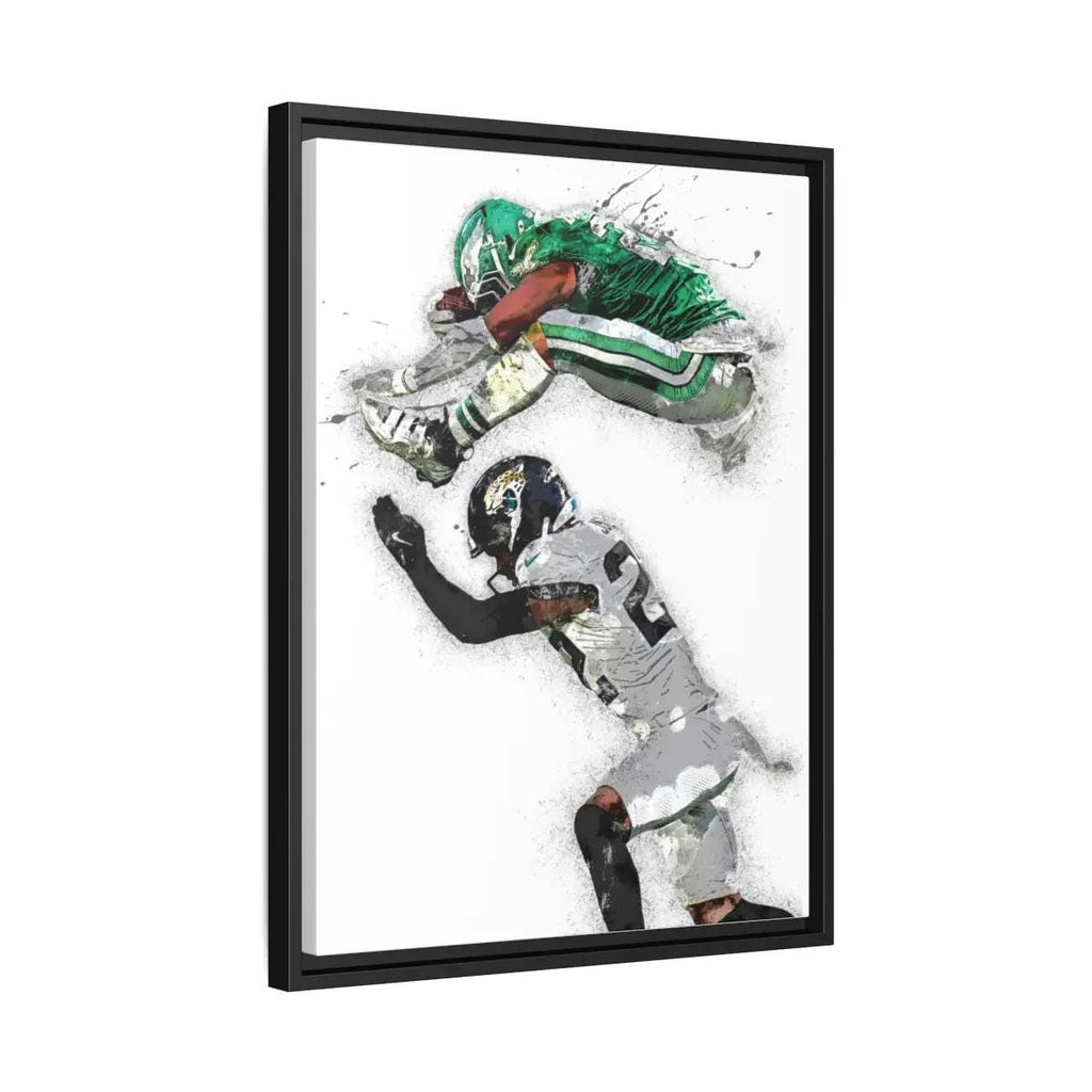 Saquon Barkley Poster, Reverse Hurdle, Philadelphia Eagles, Gallery Canvas Wrap or Premium Poster, Fine Art, Man Cave, Kids room