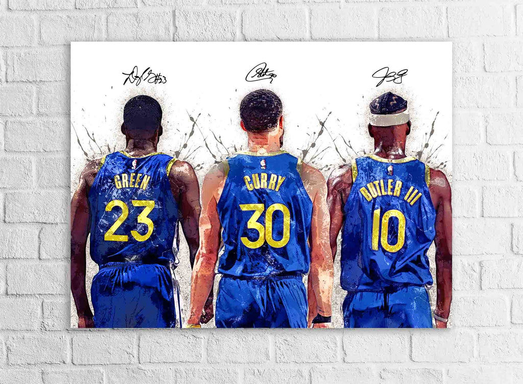 Steph Curry, Draymond Green, Jimmy Butler Poster, Golden State Warriors, Gallery Canvas Wrap, Man Cave, Kids room, Dorm Room, Office