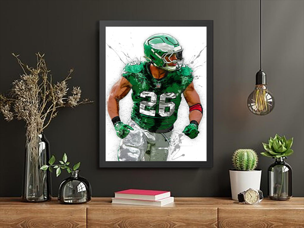 Saquon Barkley Poster, Philadelphia Eagles, Gallery Canvas Wrap or Premium Poster, Fine Art, Man Cave, Kids room