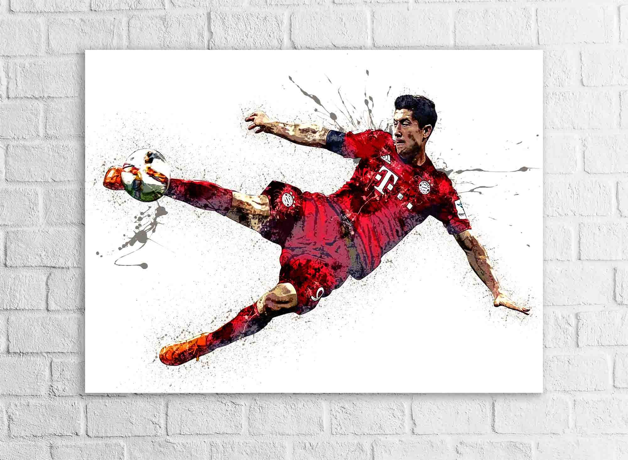 Robert Lewandowski, "Iconic Kick", Gallery Canvas Wrap or Museum-Quality Poster, Wall Decor, Man Cave, Kids room, Office