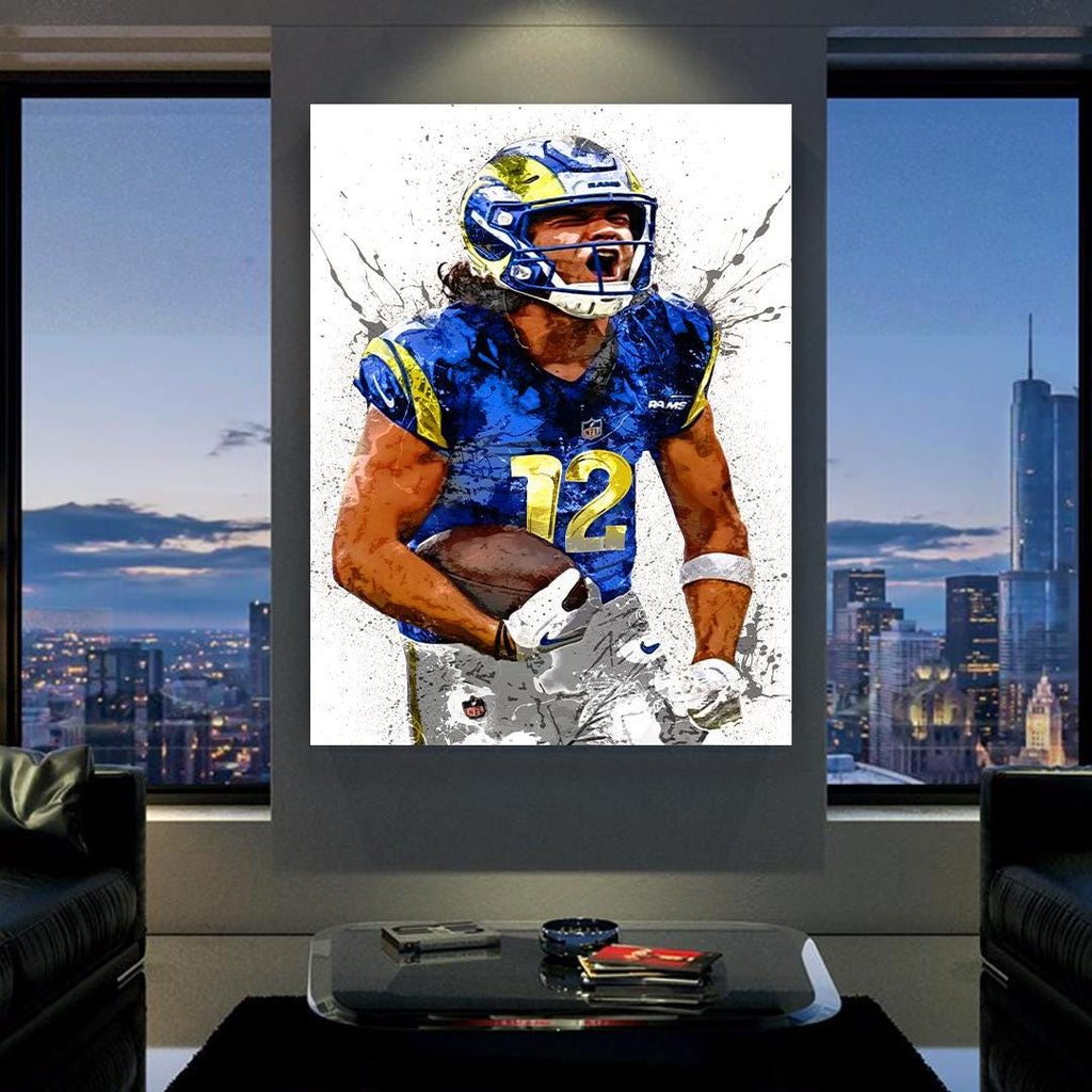 Puka Nacua Poster, Los Angeles Rams, Gallery Canvas Wrap or Premium Poster, Fine Art Quality, Man Cave, Kids room, Office