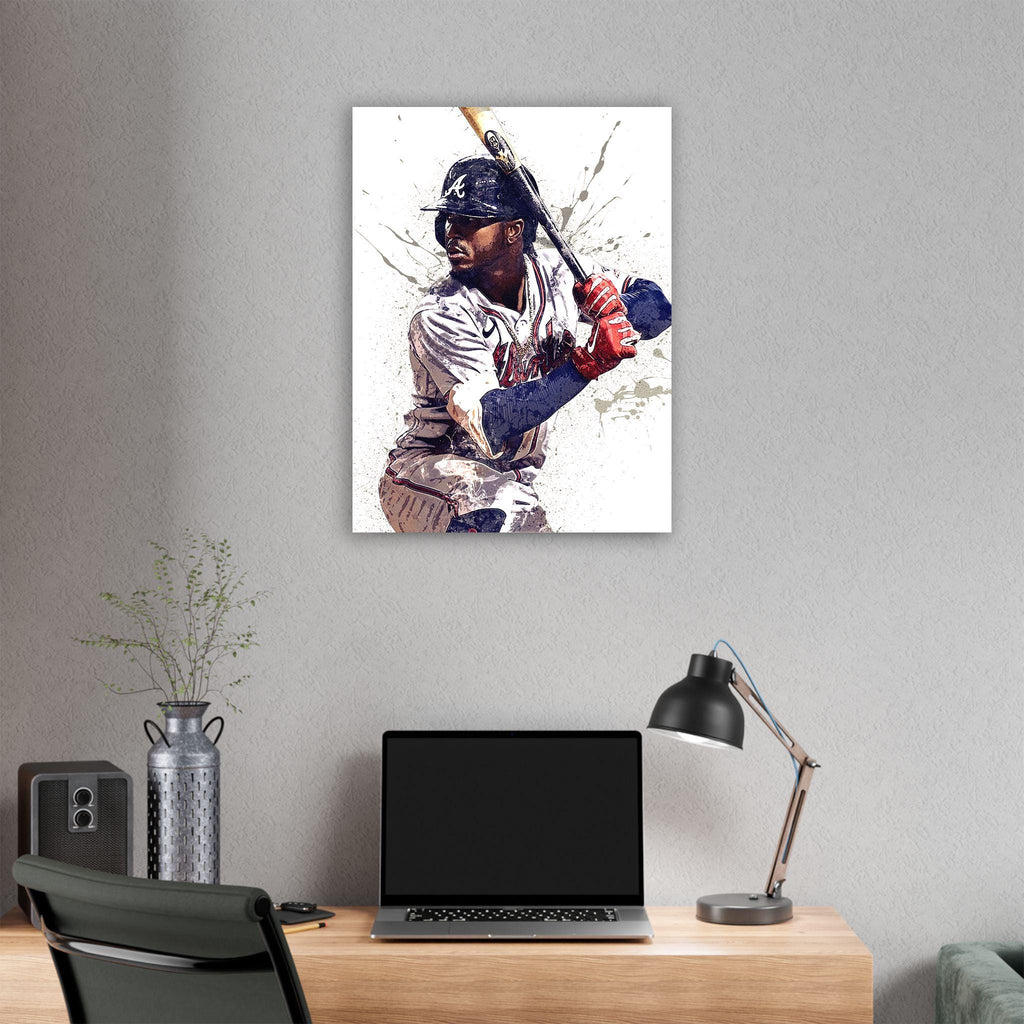 Ozzie Albies Poster, Atlanta Braves, Gallery Canvas Wrap, Fine Art, Wall Decor for Man Cave, Kids room, Dorm Room
