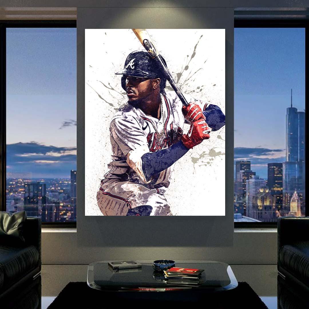 Ozzie Albies Poster, Atlanta Braves, Gallery Canvas Wrap, Fine Art, Wall Decor for Man Cave, Kids room, Dorm Room