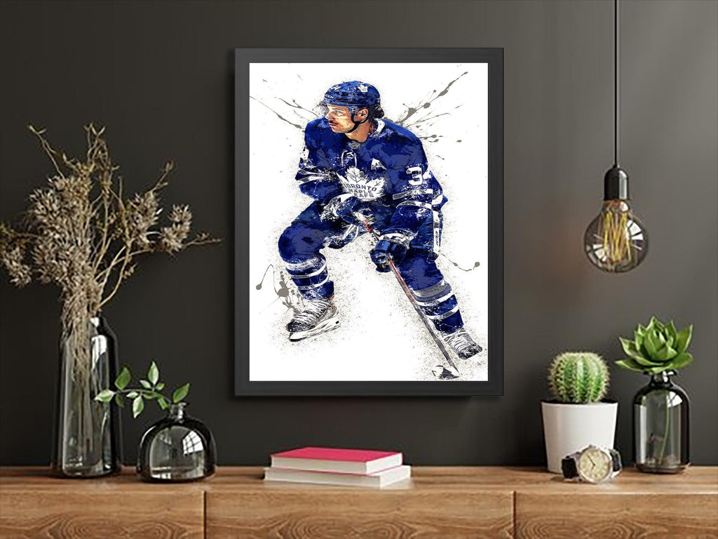 Auston Matthews Poster, Toronto Maple Leafs, Gallery Canvas Wrap or Museum-Quality Poster Print, Man Cave, Office or Kids Room