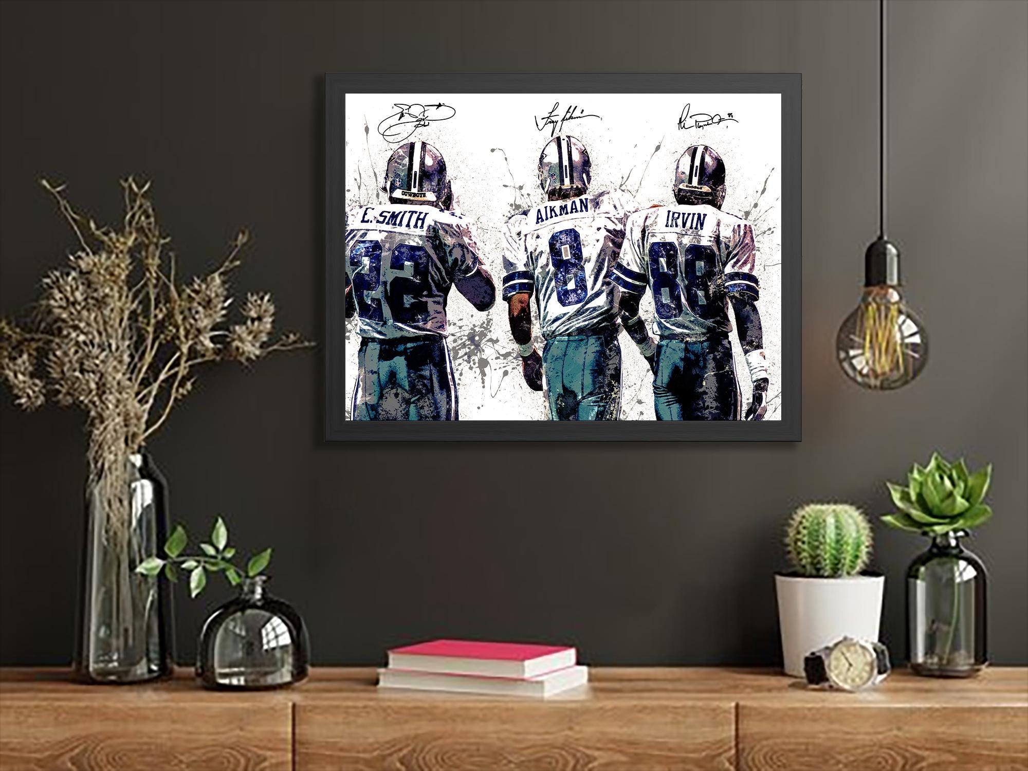 Troy Aikman, Emmitt Smith, Michael Irvin, Dallas Cowboys, Legends, Gallery Canvas Wrap, Museum-Quality Poster, Man Cave, Kids room, Office