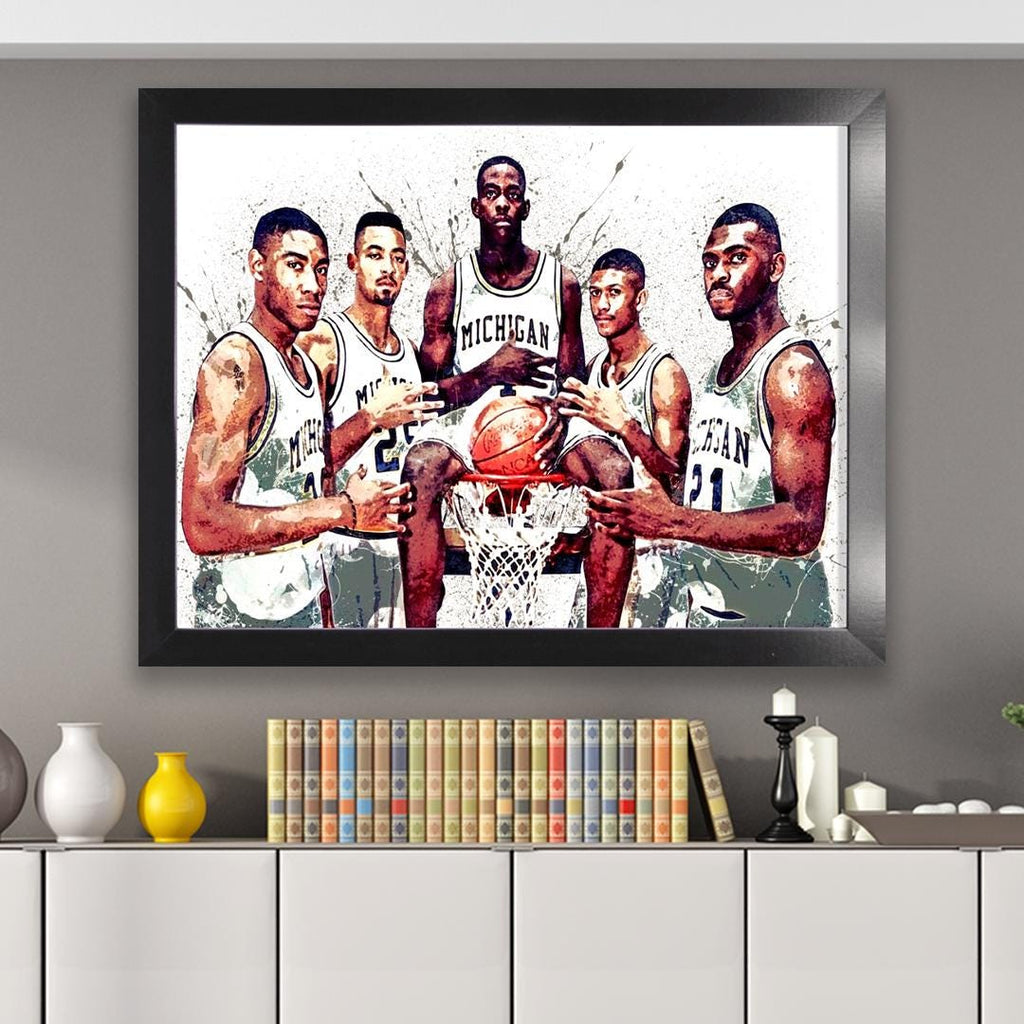 Fab 5 Poster, Michigan Wolverines, Gallery Canvas Wrap or Museum-Quality Poster, Fine Art, Man Cave, Kids room, Dorm Room