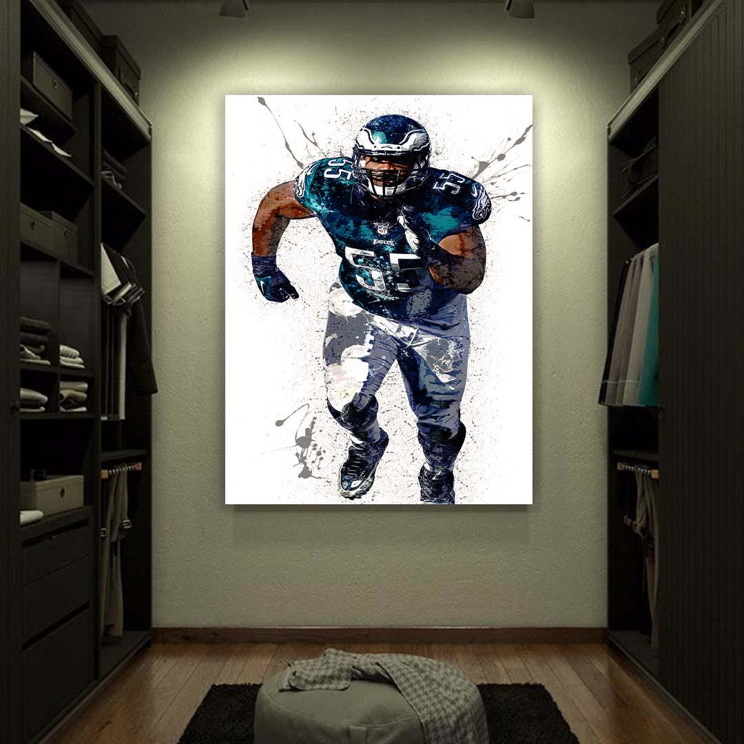 Brandon Graham Poster, Philadelphia Eagles, Gallery Canvas Wrap or Museum-Quality Poster, Fine Art, Wall Decor for Man Cave, Kids room