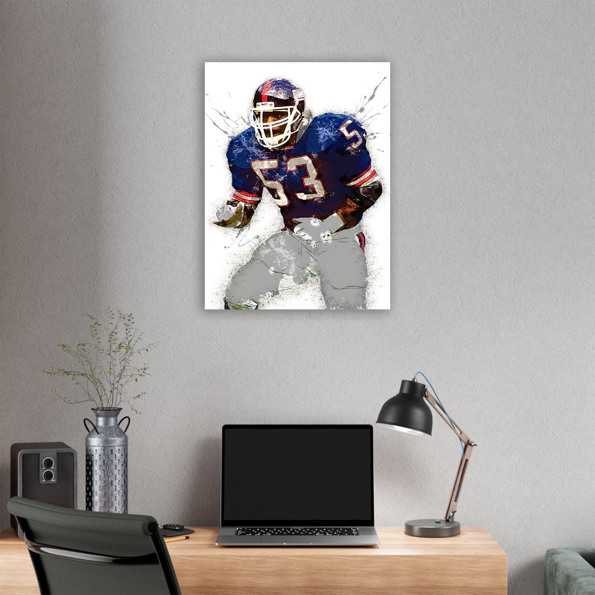 Harry Carson Poster, New York Giants, Gallery Canvas Wrap or Museum-Quality Poster, Fine Art, Wall Decor for Man Cave, Kids room