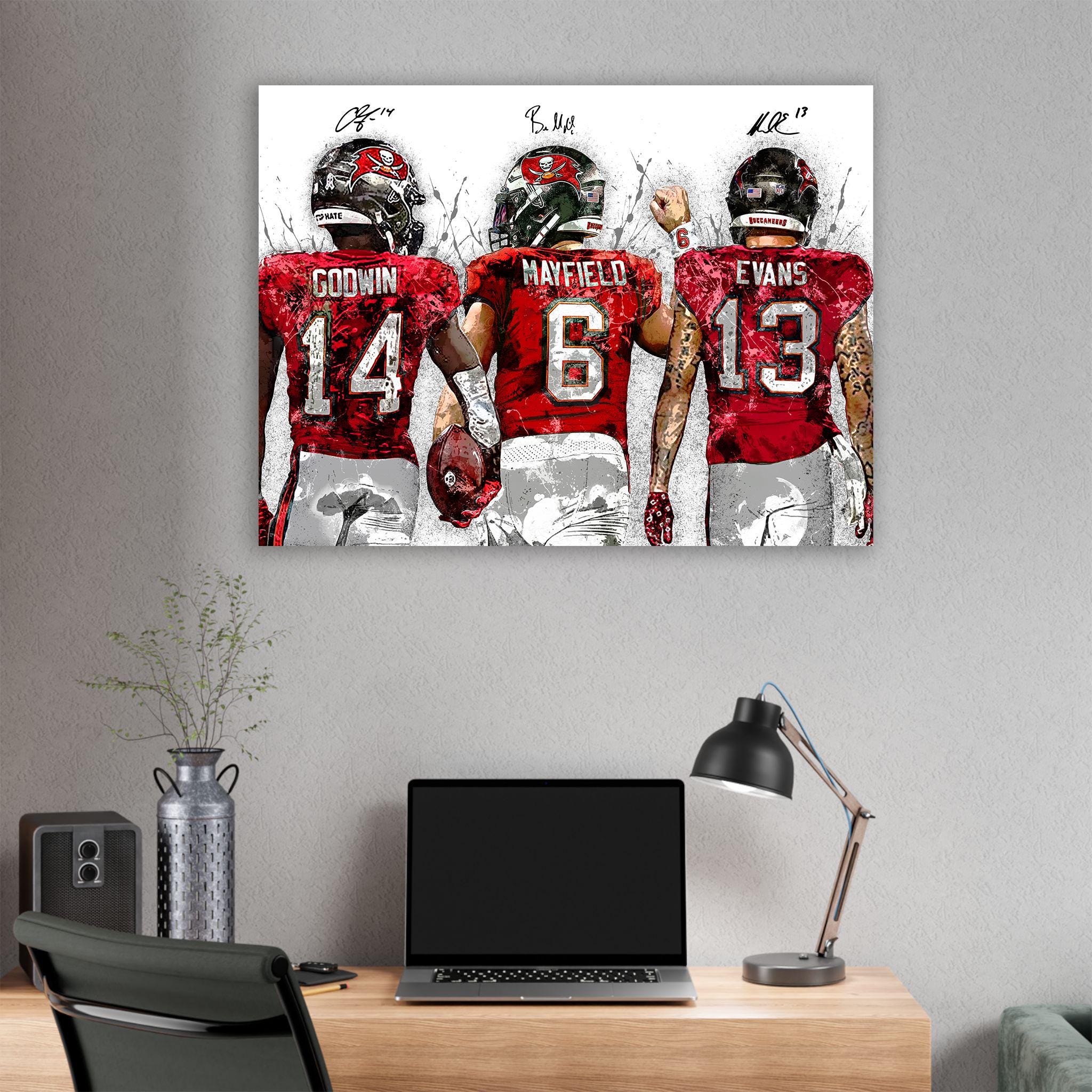 Baker Mayfield, Mike Evans, Chris Godwin Poster, Tampa Bay Buccaneers, Gallery Canvas Wrap, Wall Decor, Man Cave, Kids room, Office