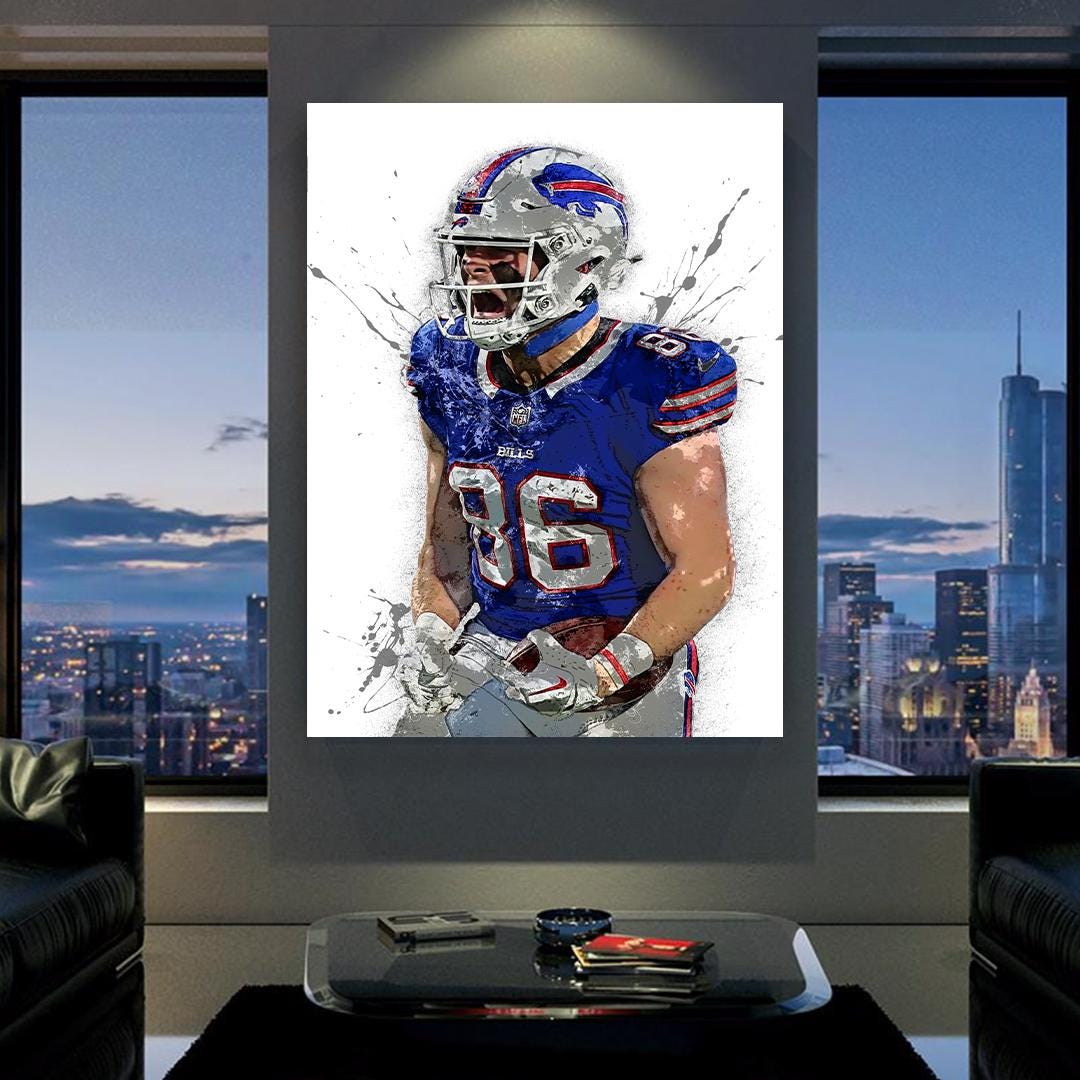 Dalton Kincaid Poster, Buffalo Bills, Gallery Canvas Wrap or Museum-Quality Poster, Fine Art, Wall Decor, Man Cave, Kids room