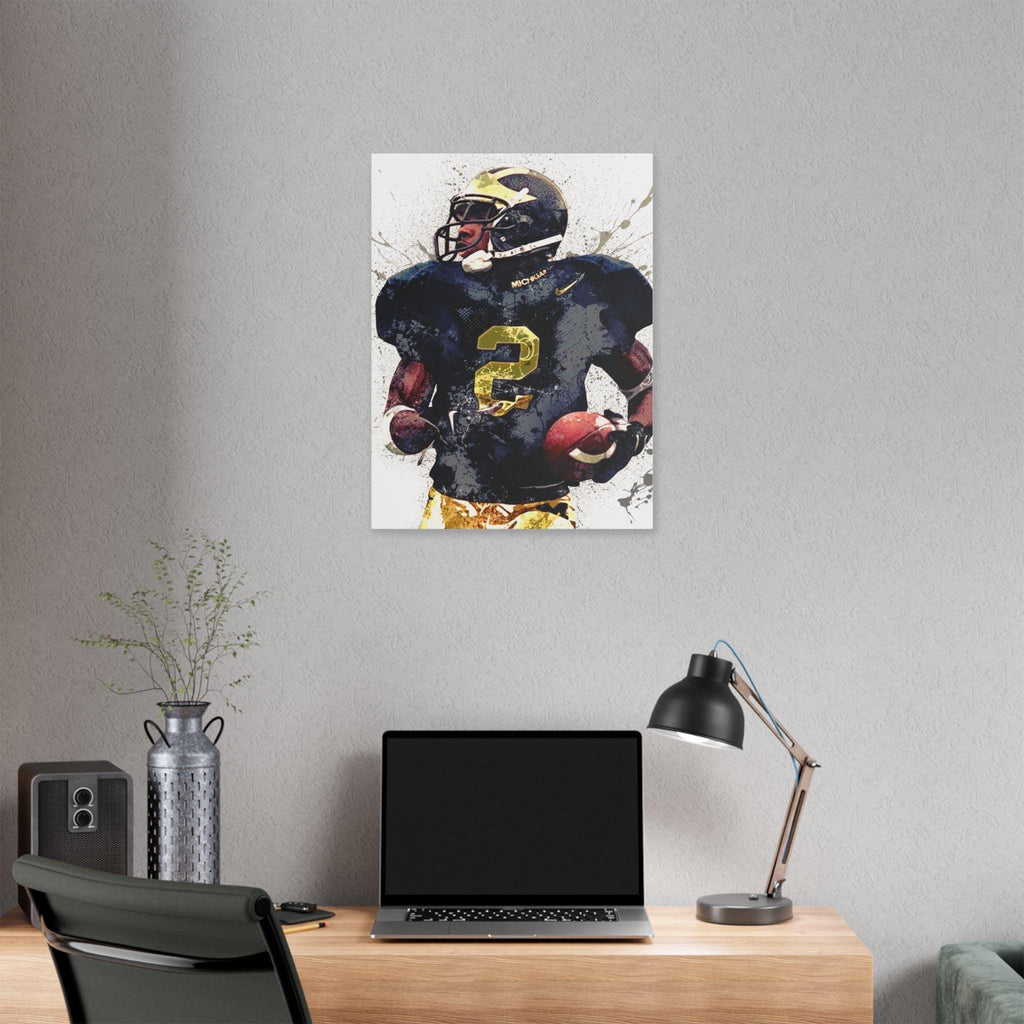 Charles Woodson Poster, Michigan Wolverines, Gallery Canvas Wrap or Museum-Quality Poster, Fine Art, Man Cave, Kids room, Dorm Room