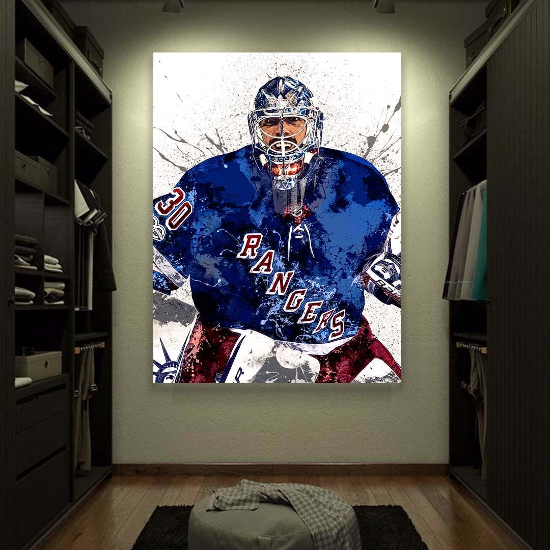 Henrik Lundqvist Poster, New York Rangers, Gallery Canvas Wrap or Museum-Quality Poster, Man Cave, Kids room, Office