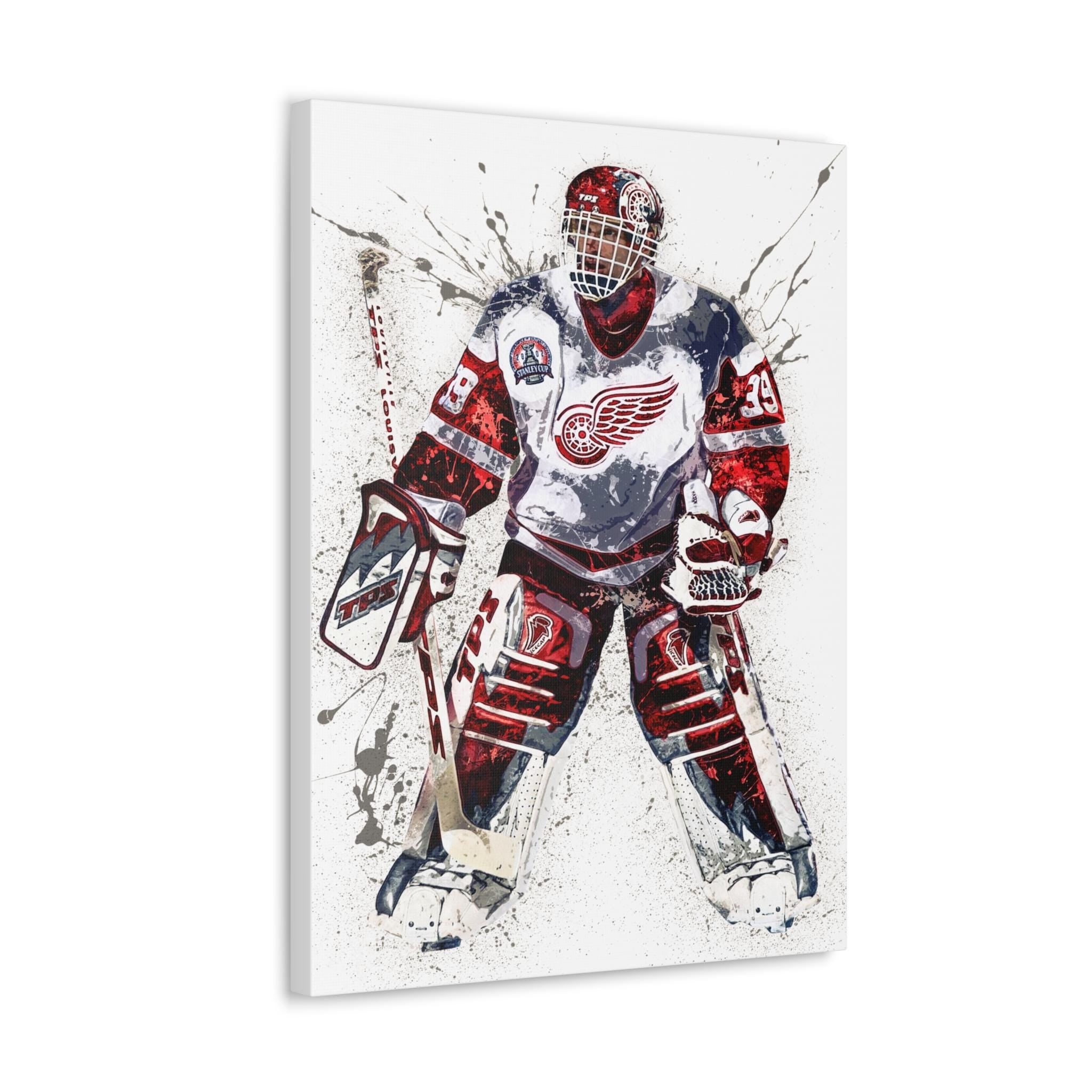 Dominik Hasek Poster, Detroit Red Wings, Gallery Canvas Wrap or Museum-Quality Poster, Man Cave, Kids room, Office