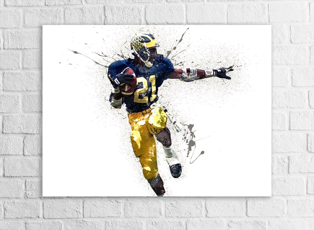Desmond Howard Poster, Michigan, Gallery Canvas Wrap or Museum-Quality Poster, Fine Art, Wall Decor for Man Cave, Kids room
