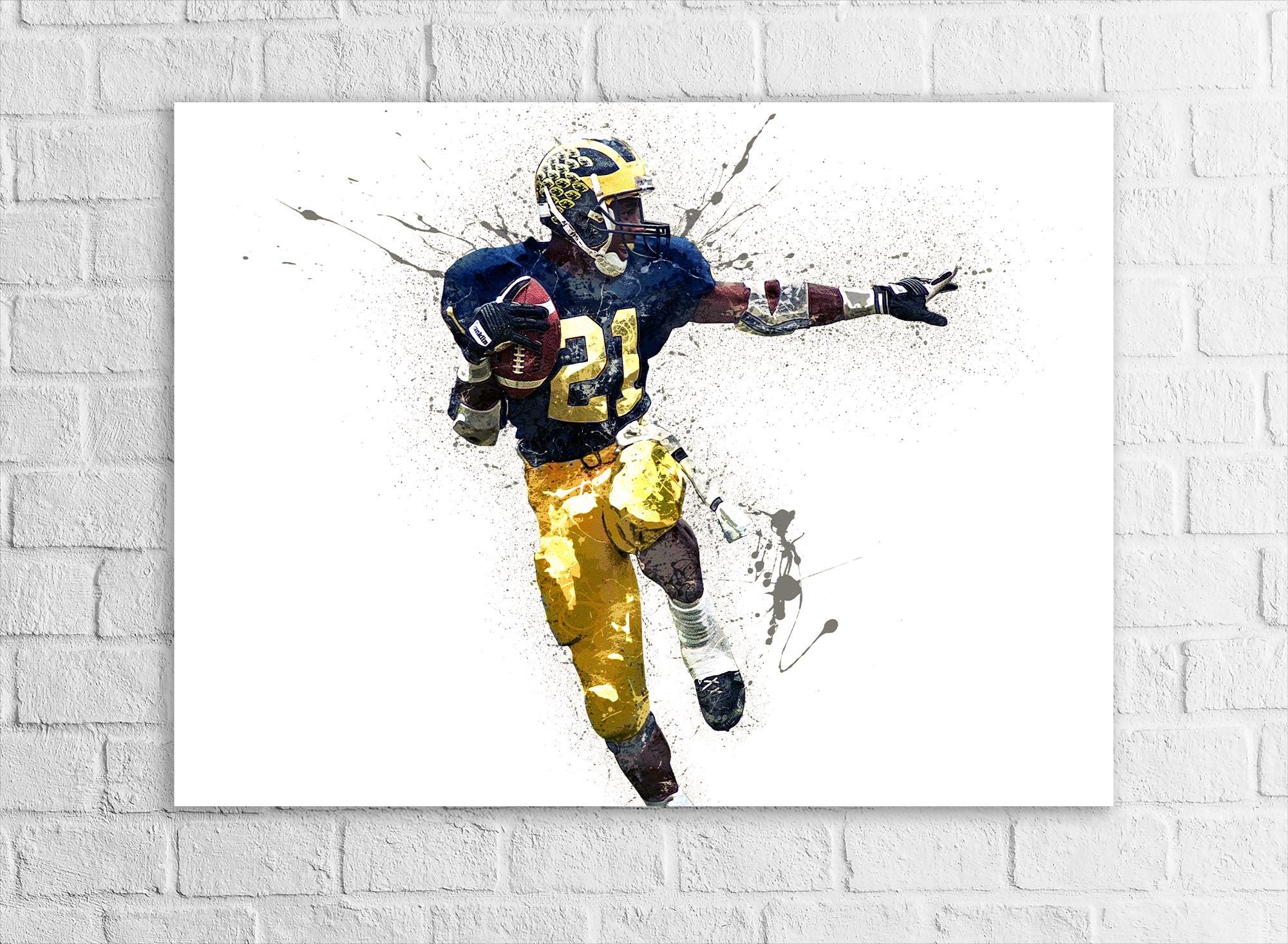 Desmond Howard Poster, Michigan, Gallery Canvas Wrap or Museum-Quality Poster, Fine Art, Wall Decor for Man Cave, Kids room