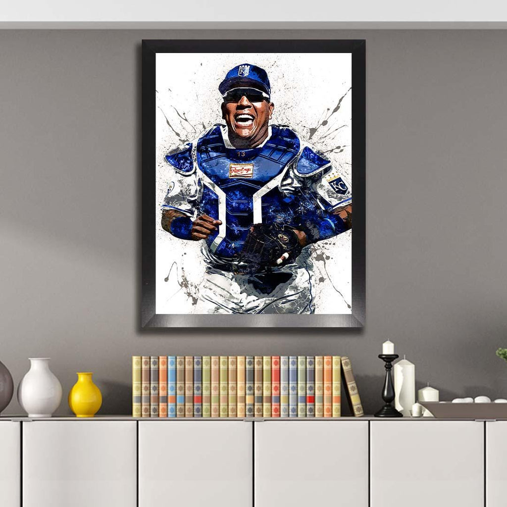 Salvador Perez Poster, Kansas City Royals, Gallery Canvas Wrap or Museum-Quality Poster, Fine Art, Man Cave, Kids room, Dorm Room, Kids Room