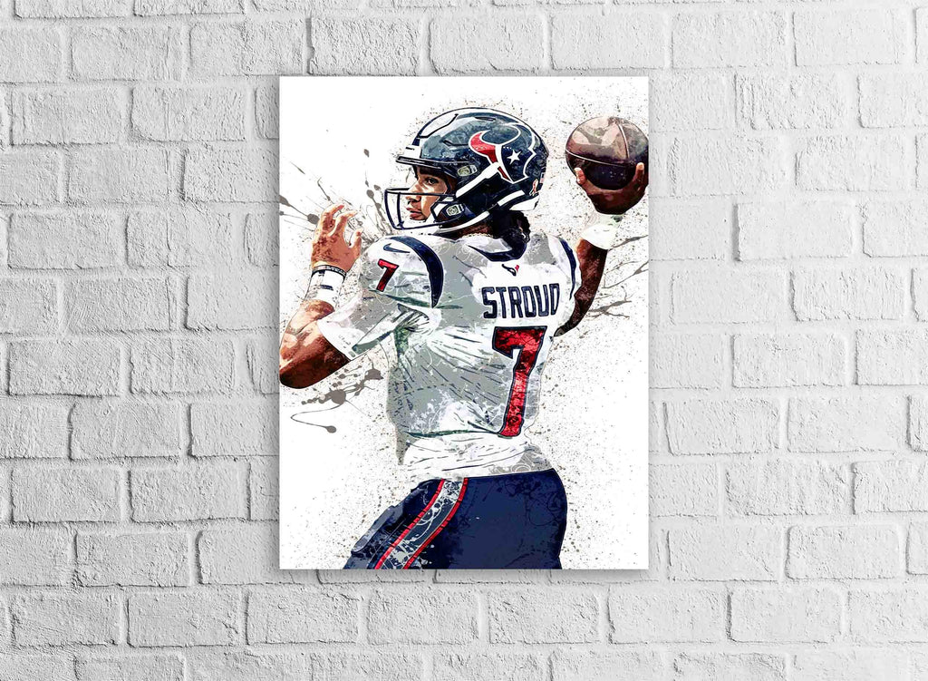 CJ Stroud Poster, Houston Texans, Gallery Canvas Wrap or Museum-Quality Poster, Man Cave, Kids room, Dorm Room, Office