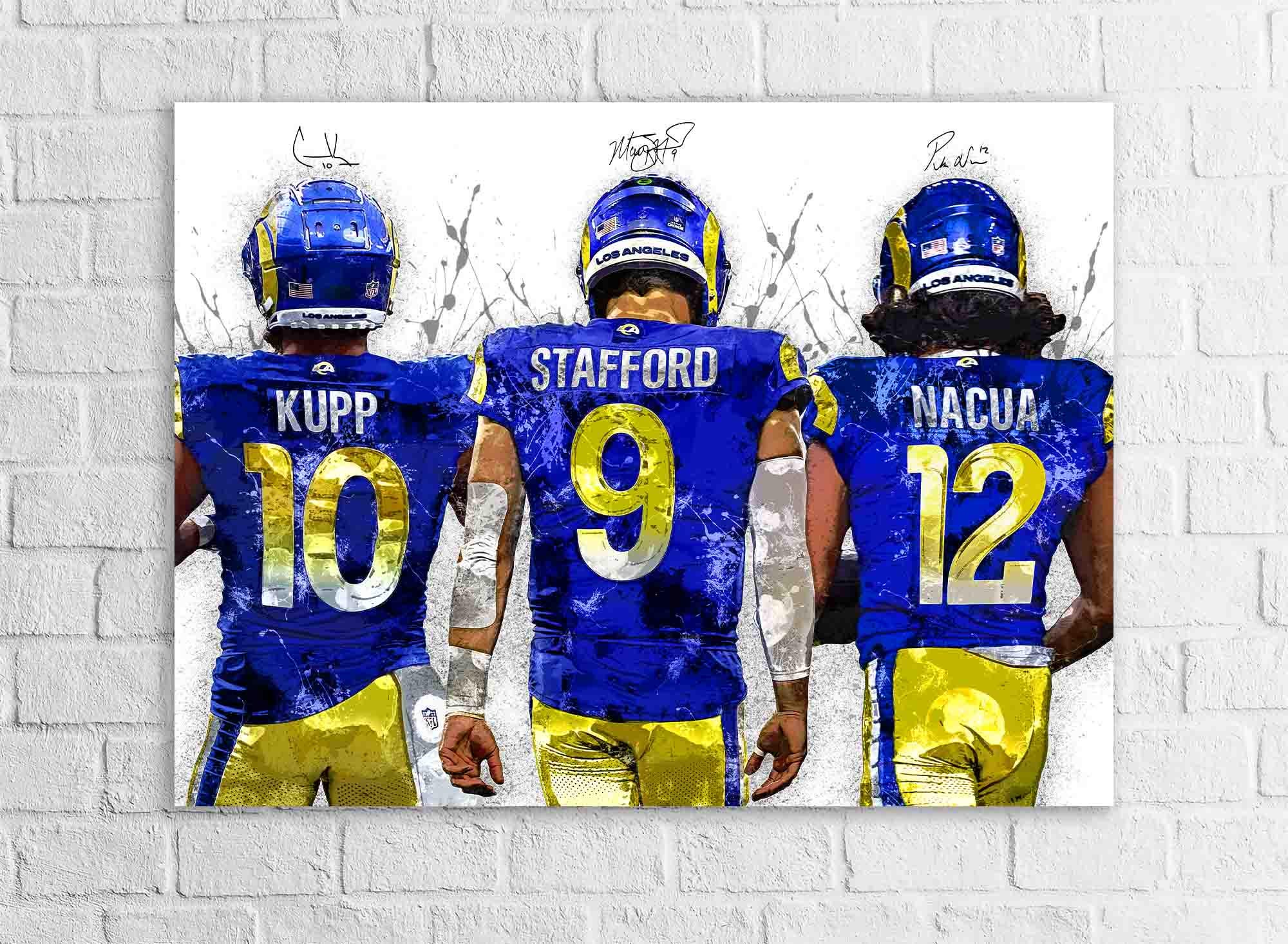 Matthew Stafford, Puka Nacua, Cooper Kupp, Los Angeles Rams, Canvas Wrap or Museum-Quality Poster, Fine Art, Man Cave, Kids room, Office