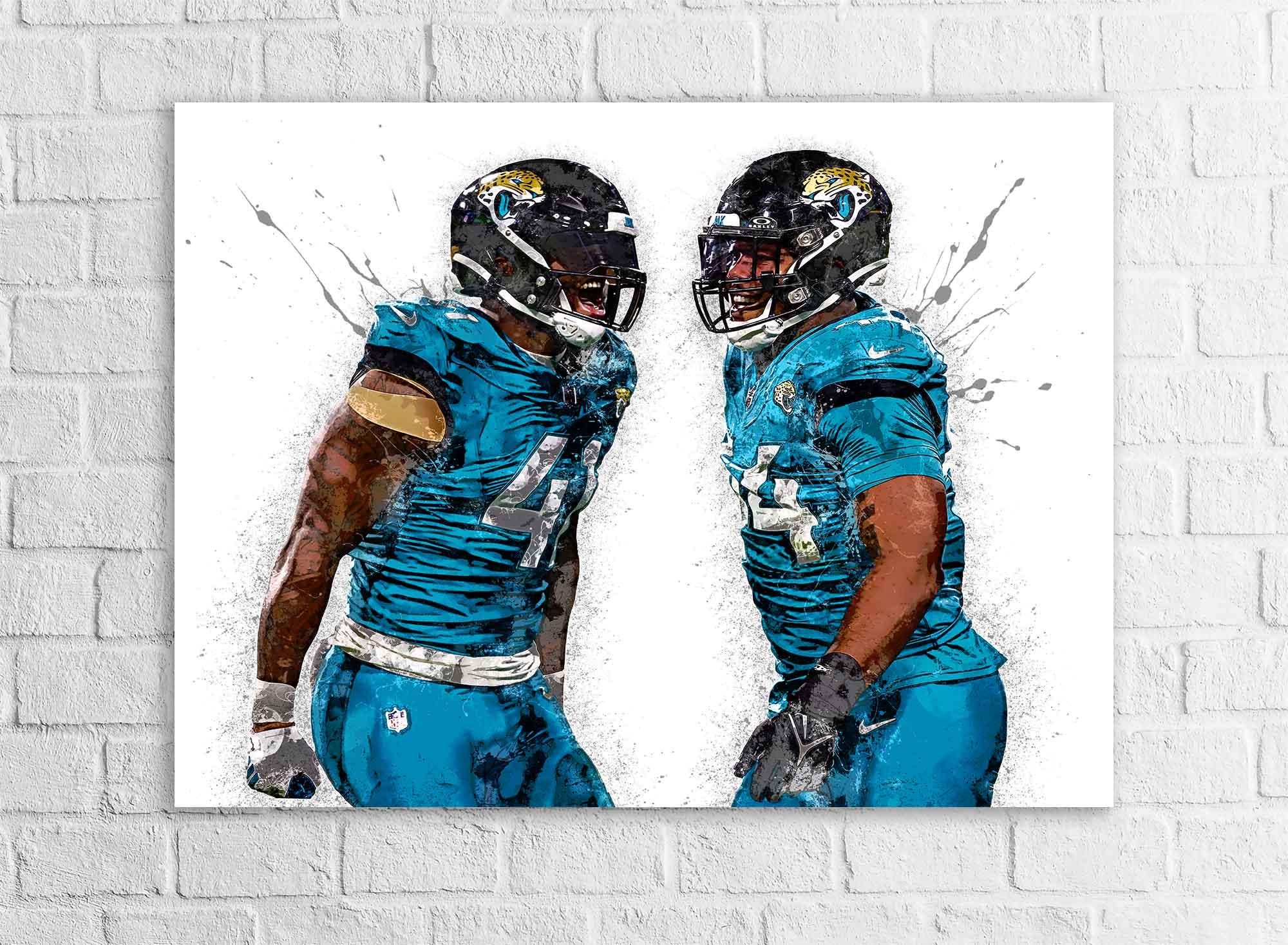 Josh Hines-Allen, Travon Walker Poster, Jacksonville Jaguars, Gallery Canvas Wrap, Wall Decor, Man Cave, Kids room