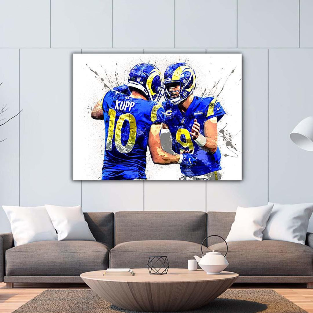 Matthew Stafford, Cooper Kupp, Los Angeles Rams, Canvas Wrap or Museum-Quality Poster, Fine Art, Man Cave, Kids room, Office