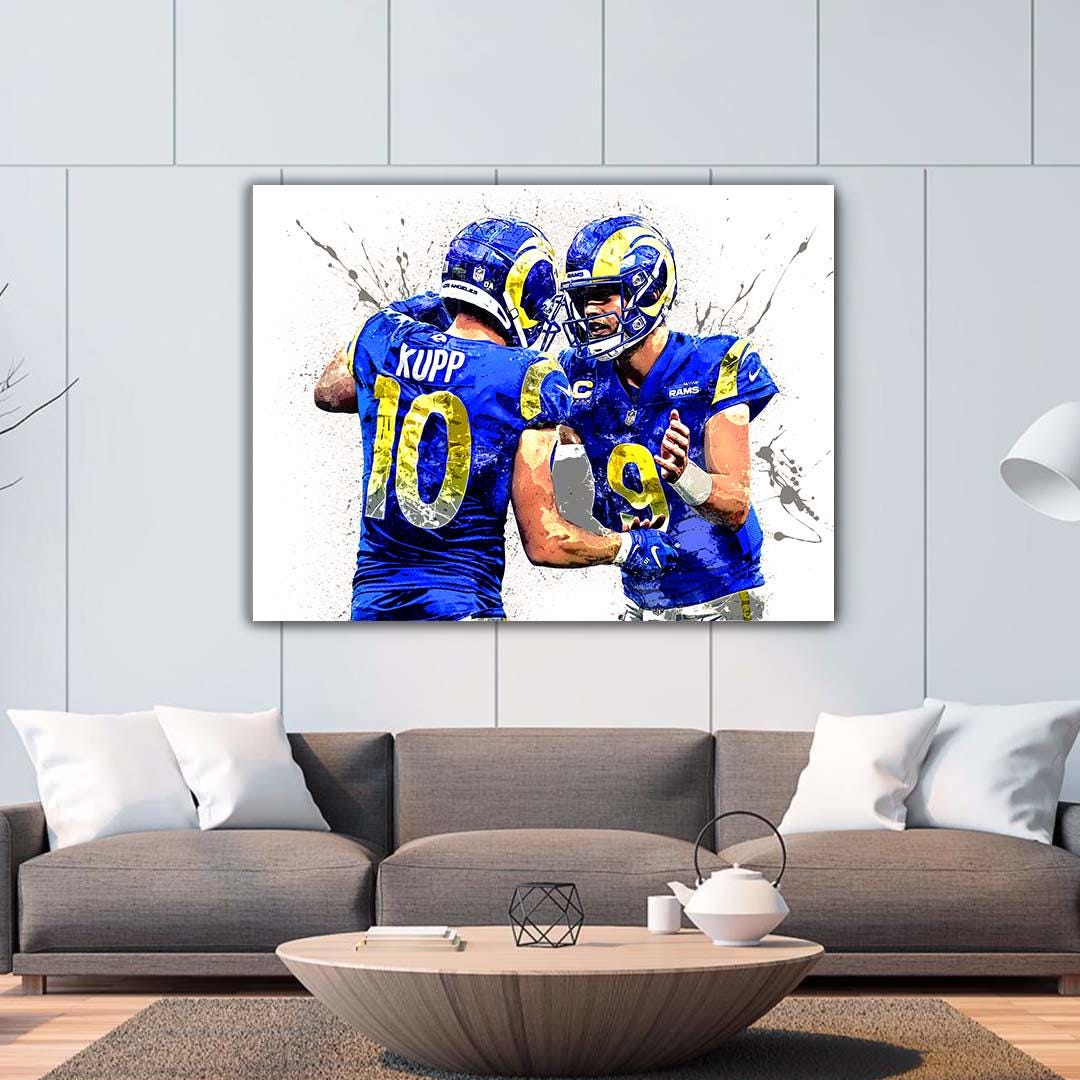 Matthew Stafford, Cooper Kupp, Los Angeles Rams, Canvas Wrap or Museum-Quality Poster, Fine Art, Man Cave, Kids room, Office