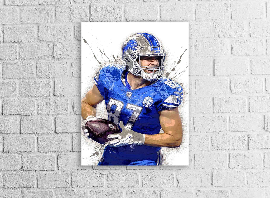 Sam LaPorta Poster, Detroit Lions, Gallery Canvas Wrap, Museum-Quality Poster, Wall Art, Man Cave, Kids room, Office