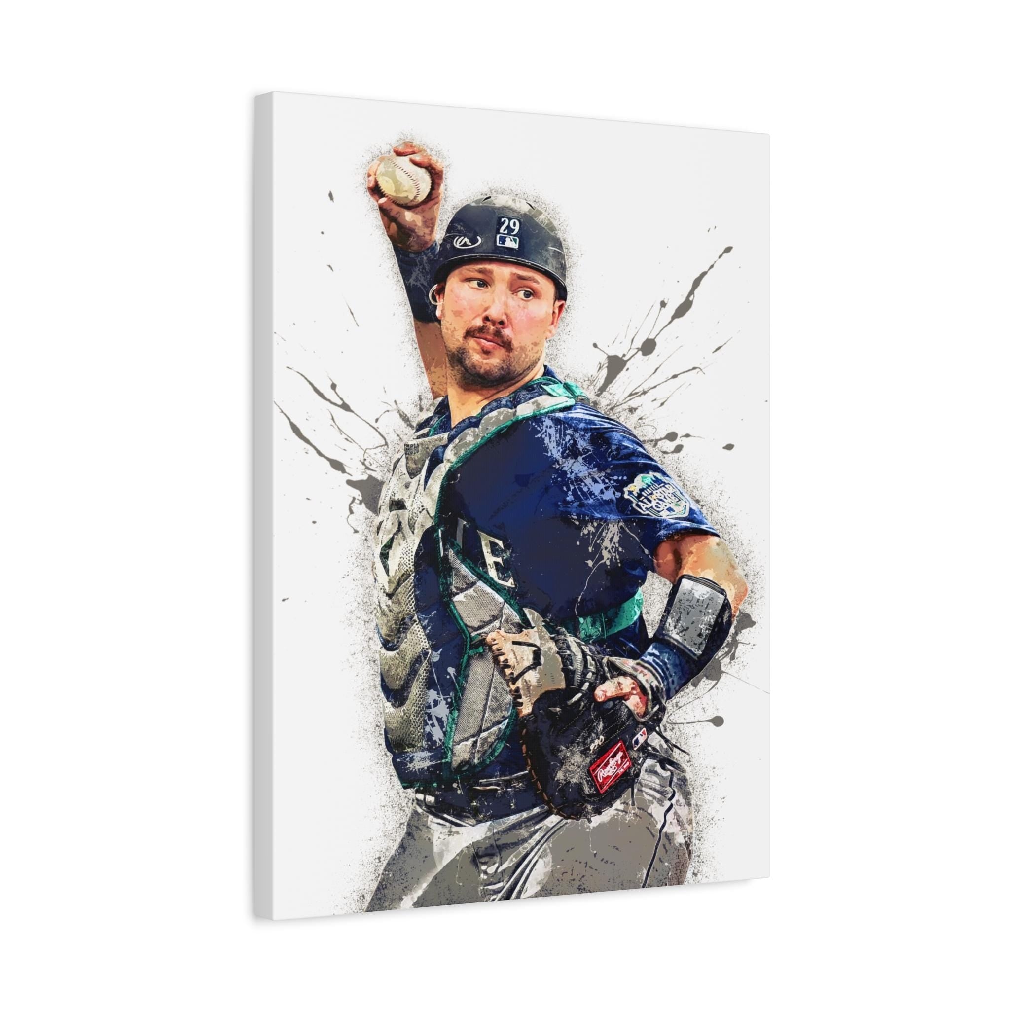 Cal Raleigh Poster, Seattle Mariners, Gallery Canvas Wrap or Premium Poster Print, Man Cave, Kids room, Office, Dorm Room