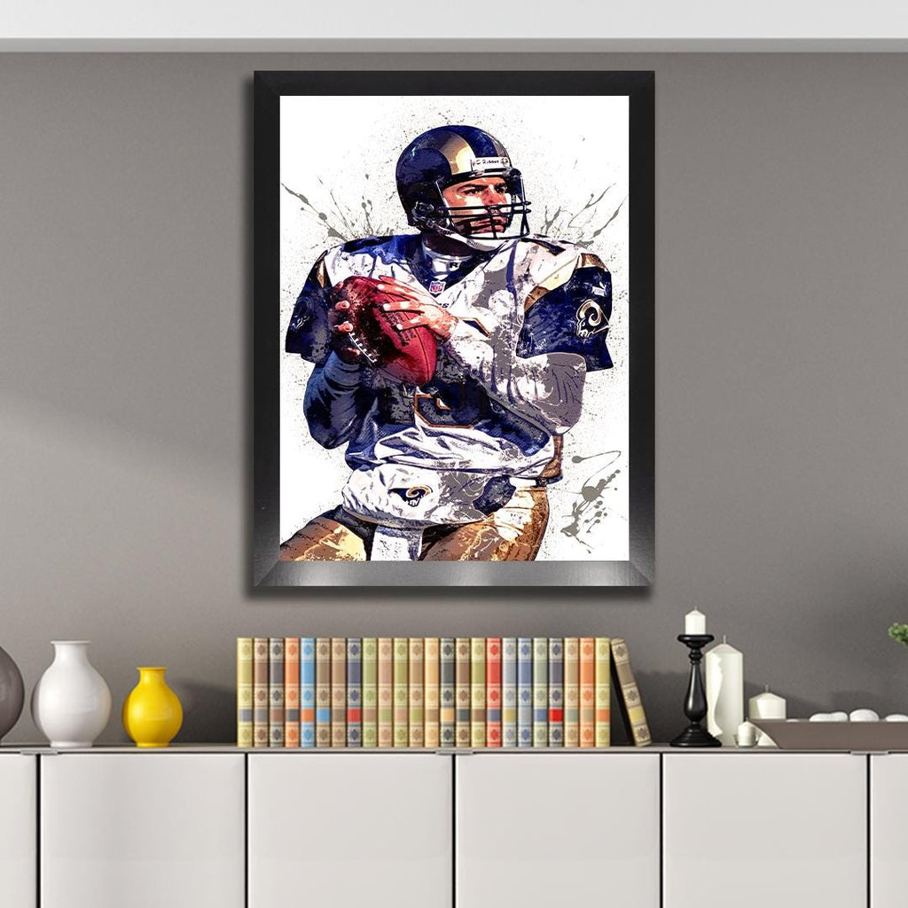 Kurt Warner Poster, Los Angeles Rams, Canvas Wrap or Museum-Quality Poster, Fine Art, Man Cave, Kids room, Office