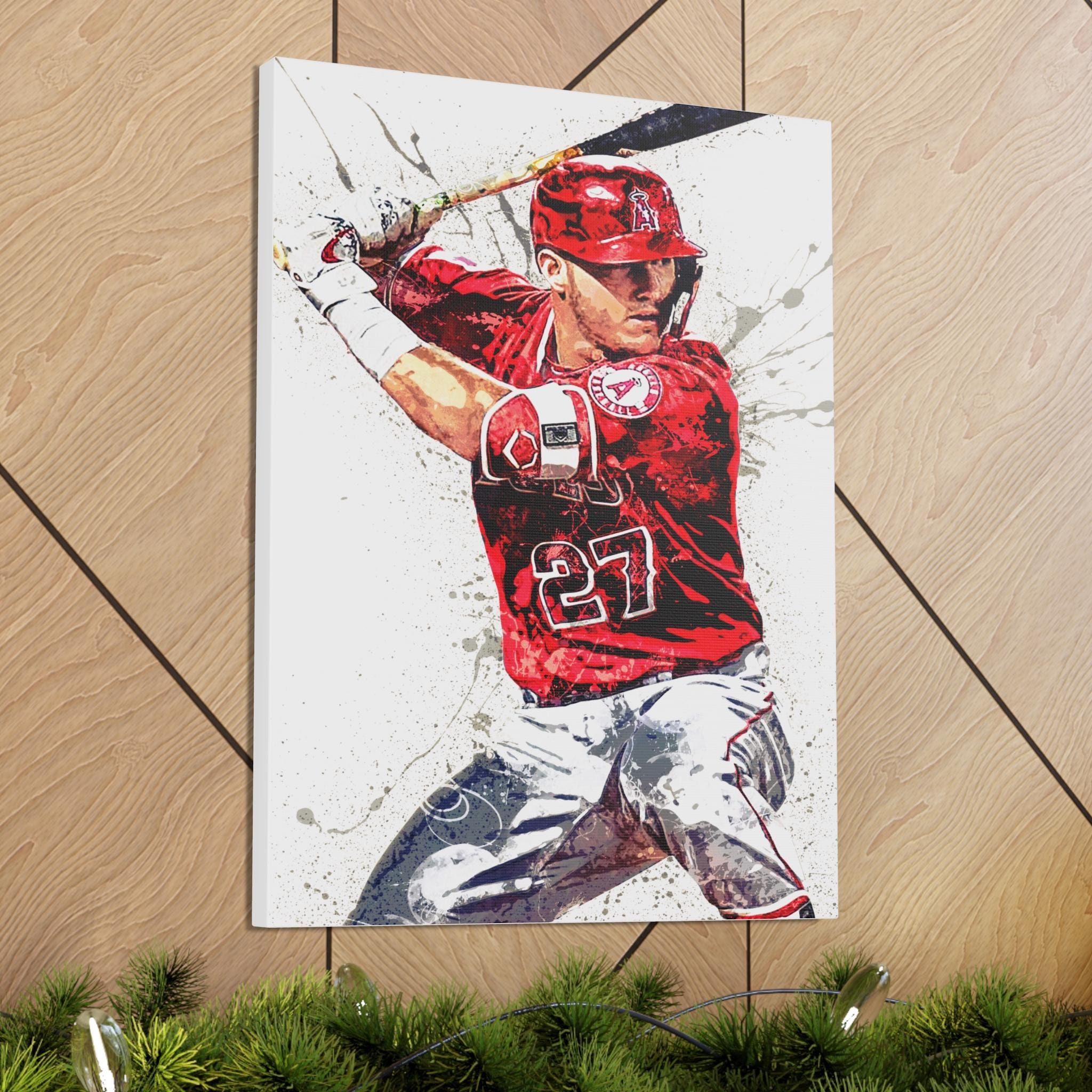 Mike Trout Poster, Los Angeles Angels, Gallery Canvas Wrap or Museum-Quality Poster Print, Fine Art Quality, Man Cave, Office or Dorm Room